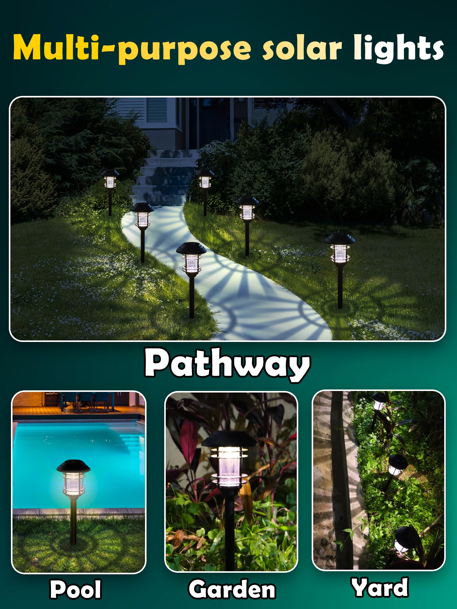 Azirier Solar Lights Outdoor Waterproof, 8 Pack Led Solar Garden Lights For Yard, Patio, Walkway, Landscape, Planter