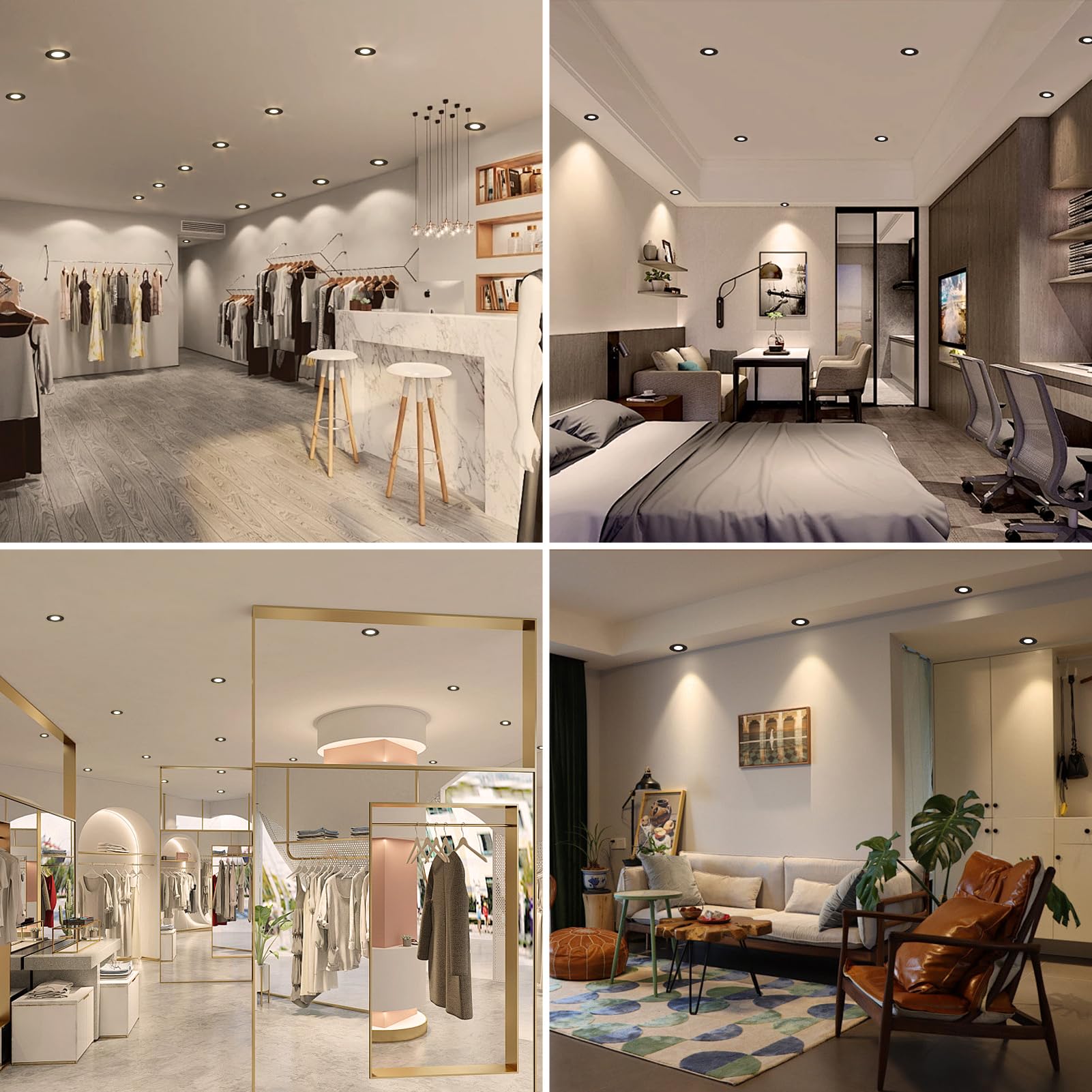 Inshareplus 2 Inch Led Downlight  3W Recessed Lighting 220Lm Cob Dimmable  4000K Natural White  Cri80  Black Trim  Ceiling Lights With Led Driver  20 Pack