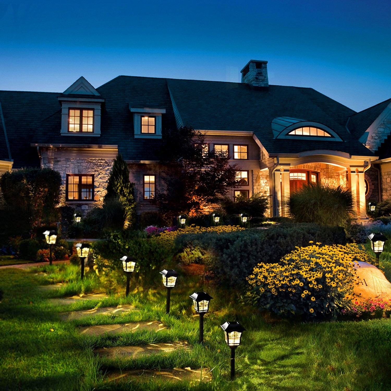 6 Pack Solar Lights Outdoor Garden, Solar Pathway Landscape Lights Supper Bright Waterproof And Corrosion-Resistant, Powered Sol