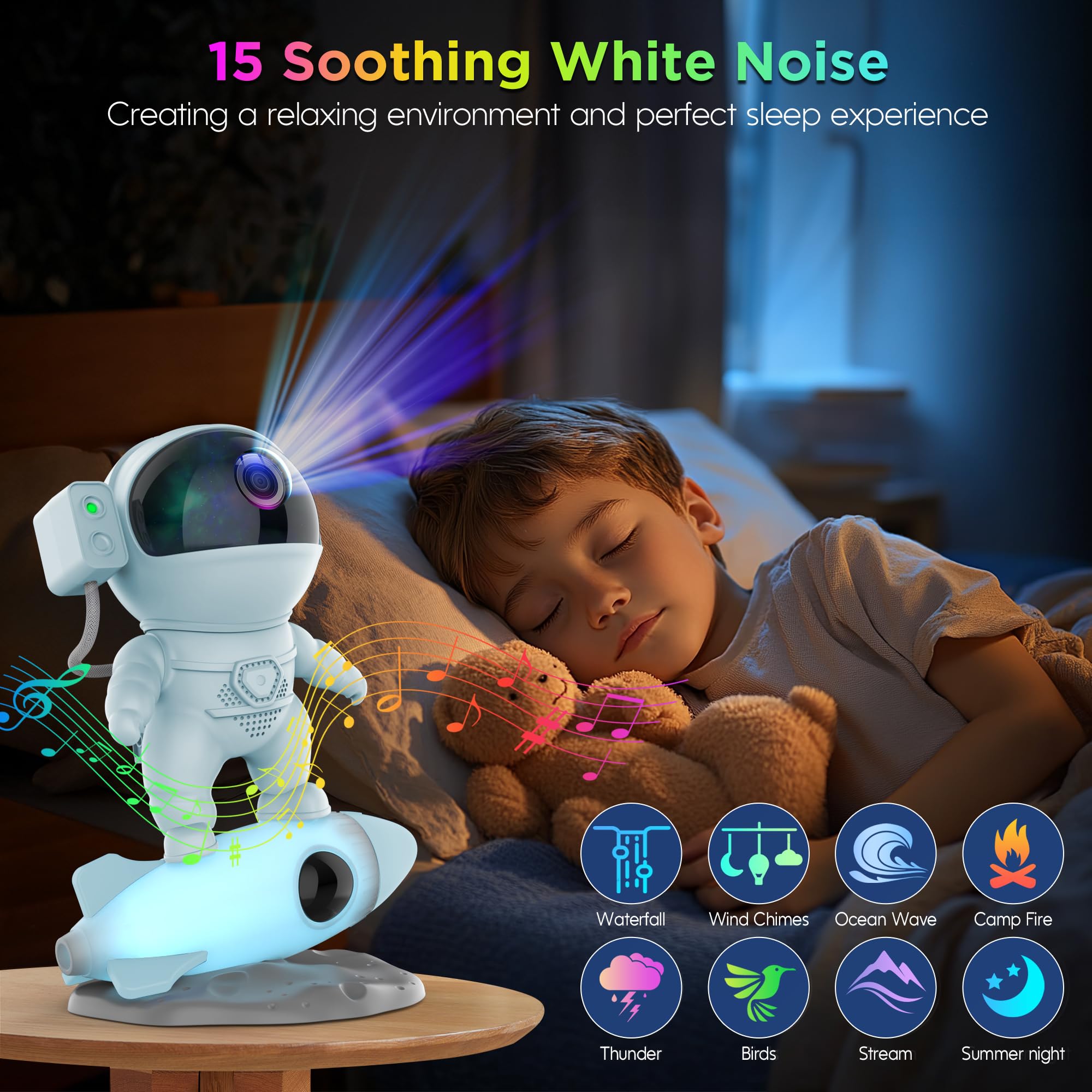 Astronaut Galaxy Projector For Bedroom, Star Projector Galaxy Light With App & Remote Control, White Noises, Bluetooth Speaker,