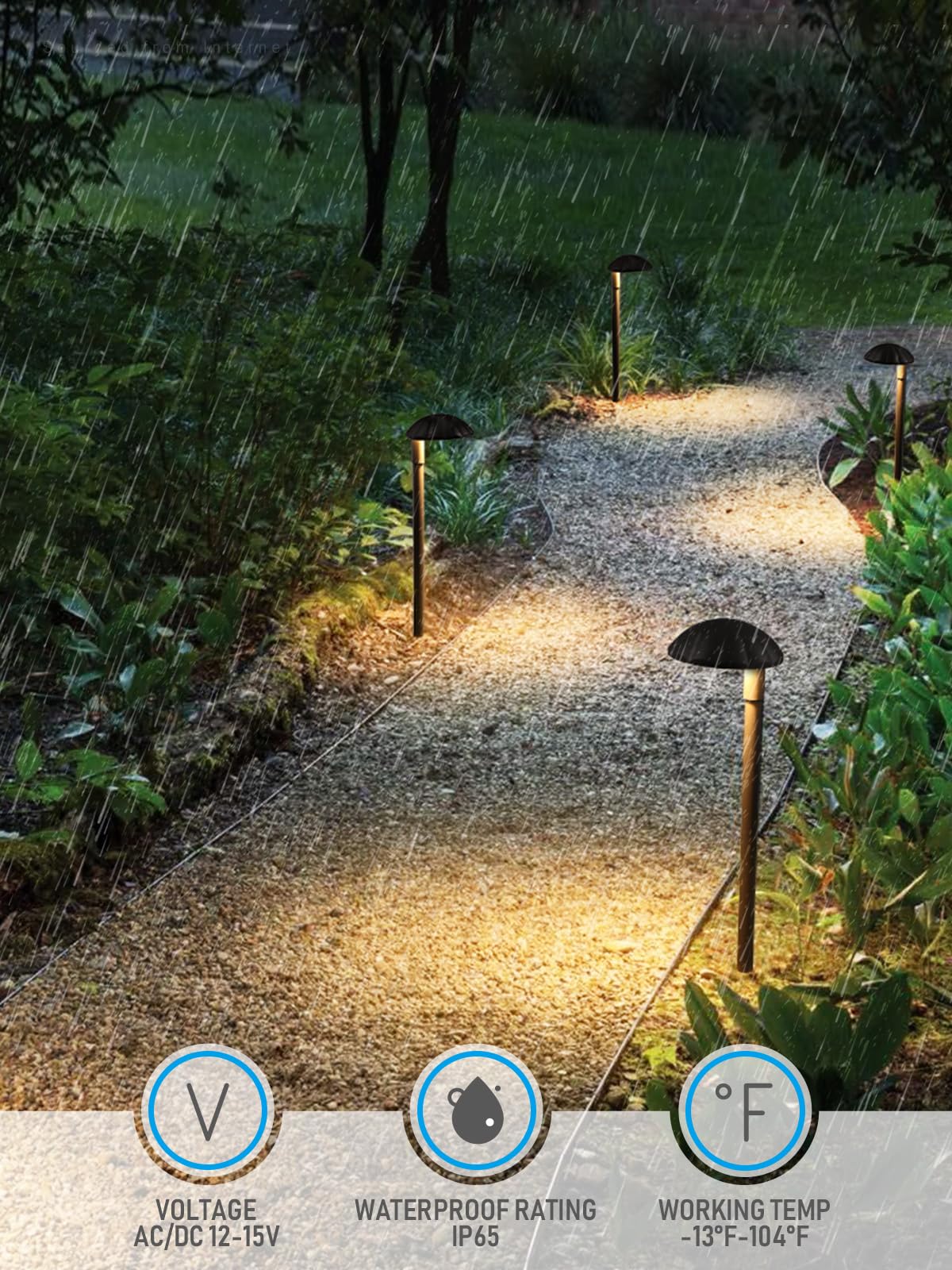 LEONLITE Low Voltage LED Pathway Lights, 5W 12V, 400LM, Aluminum, Warm White 3000K, Pack of 6, Model 61806,