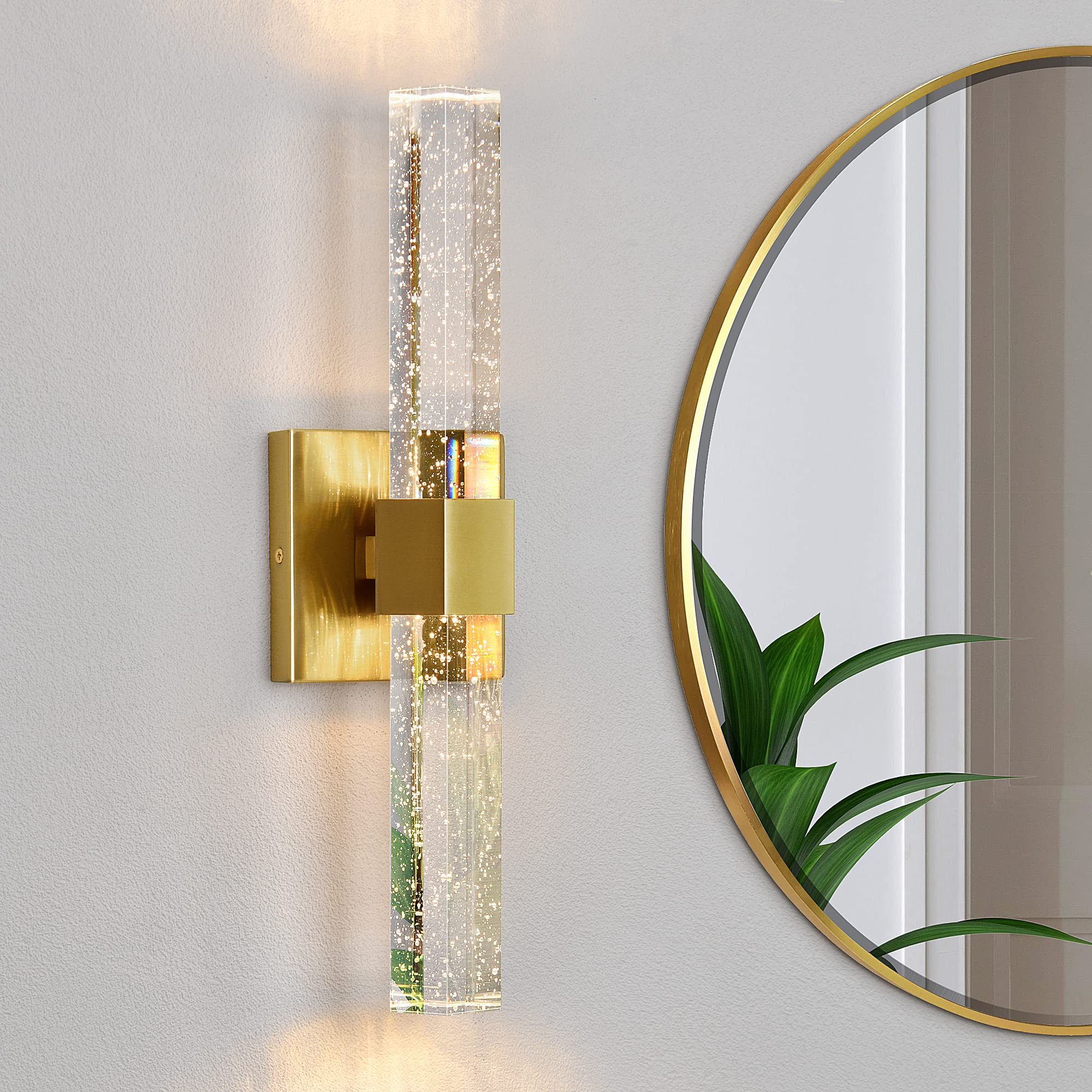 Epinl Bathroom Sconce Wall Lighting - Modern Gold Wall Sconce Crystal Wall Light 3000K Led Wall Mount Light Vertical And Horizon