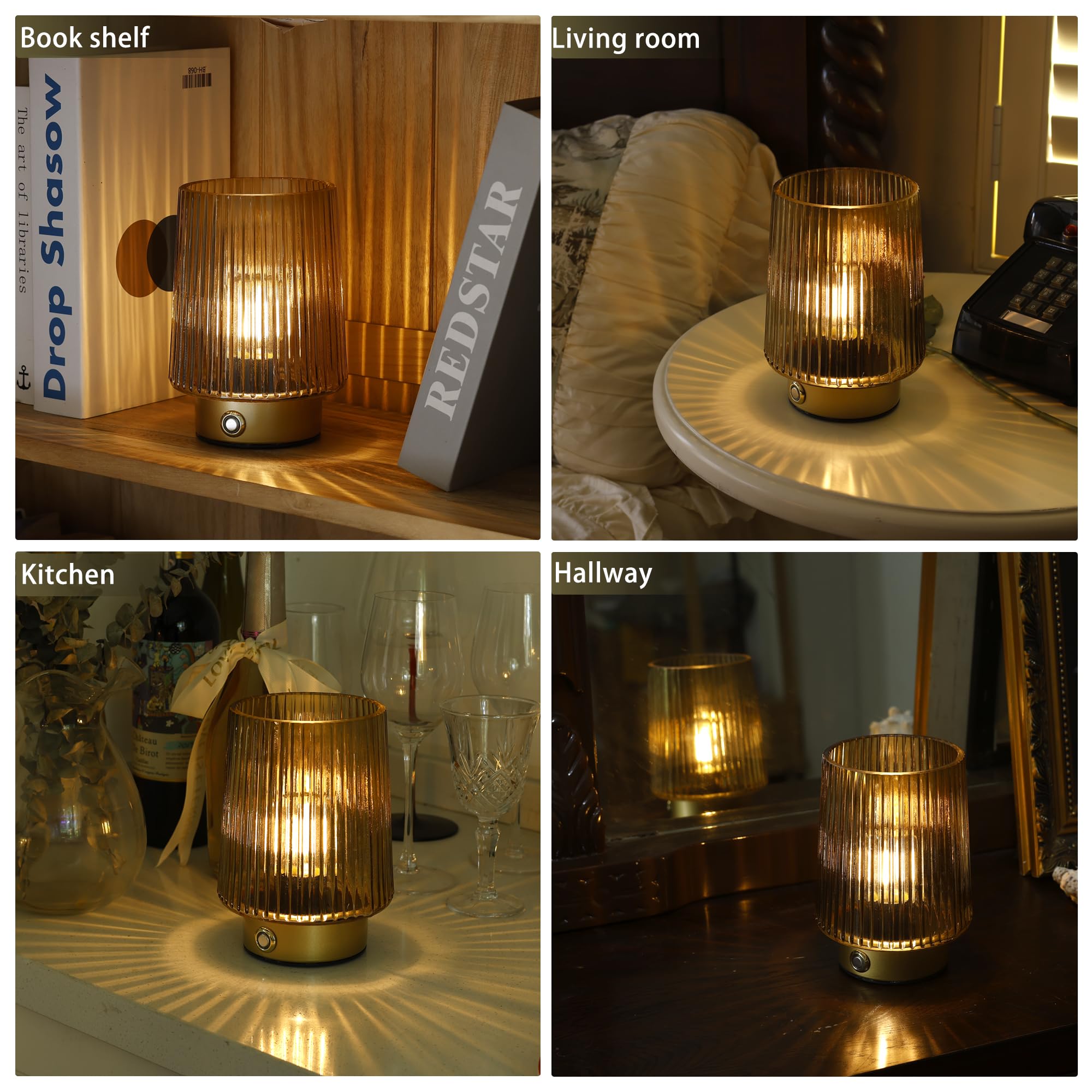 ULAROOM Cordless Rechargeable Table Lamp - Dimmable Touch Control, Portable Design, Yellow, Model a2f83490