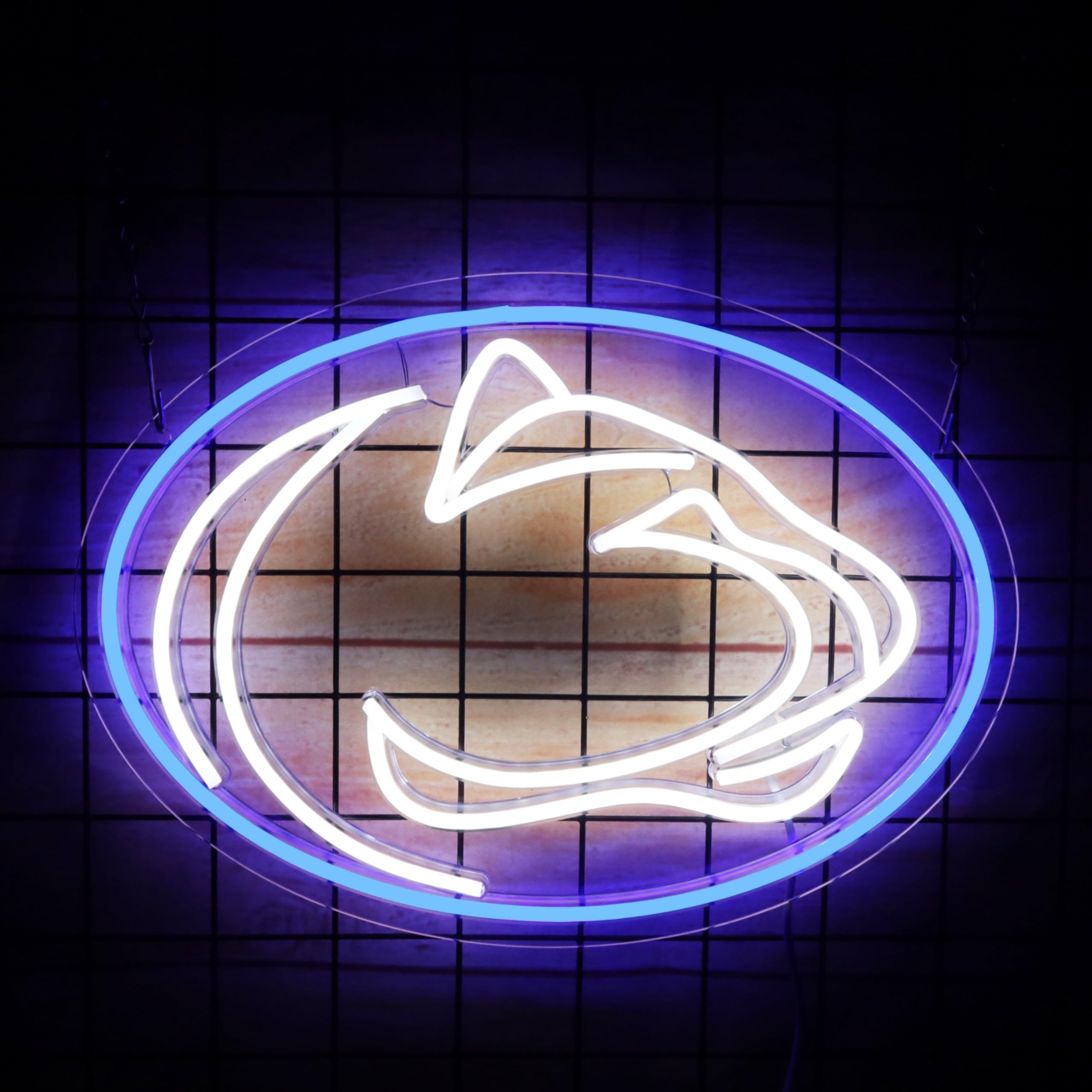 SHINEMYWAY LED Neon Sign for Room Decor, Penn-Blue & White, Dimmable, 15.2inx10.8in, Model SMW-Penn