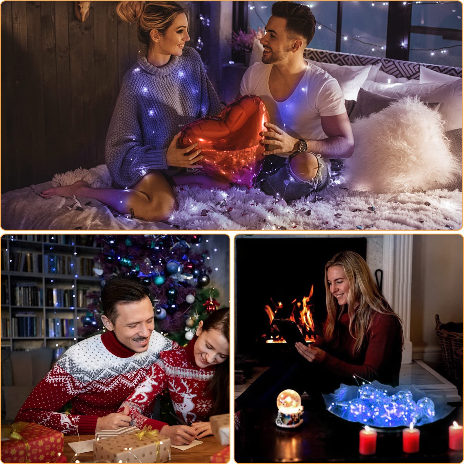 12 Pack Blue Fairy Lights Battery Operated, 7Ft 20Led Valentines Day Lights Battery Operated Waterproof Silver Wire For Diy Mason Jar Bedroom Birthday Wedding Christmas Decorations String Lights