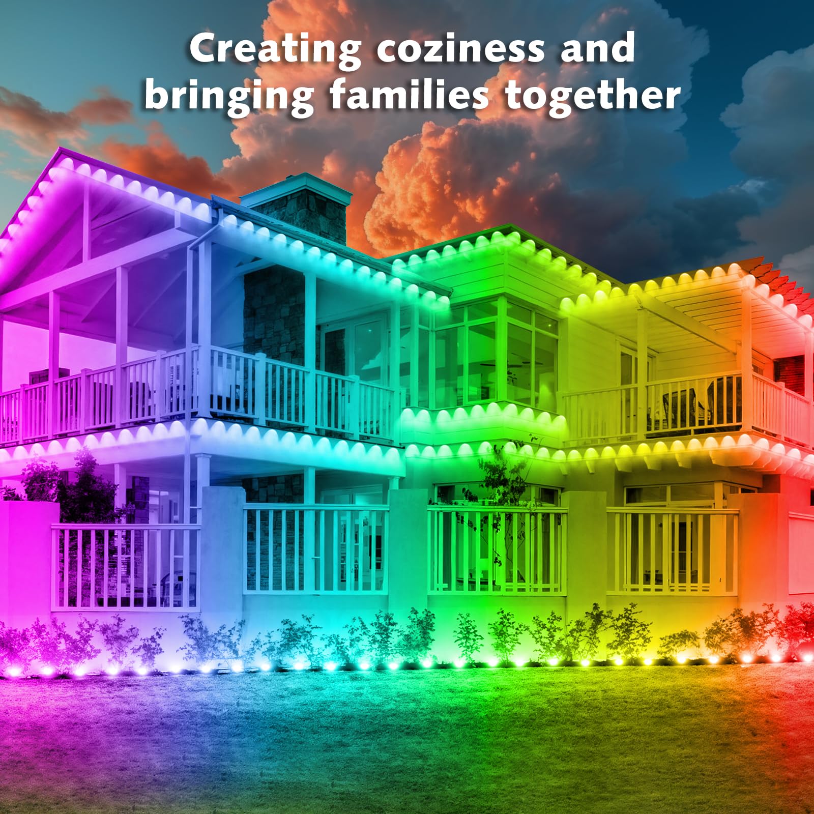 SINLEY 400FT RGB Eaves Lights - App Control, IP67 Waterproof Outdoor Lighting, Model 400ft