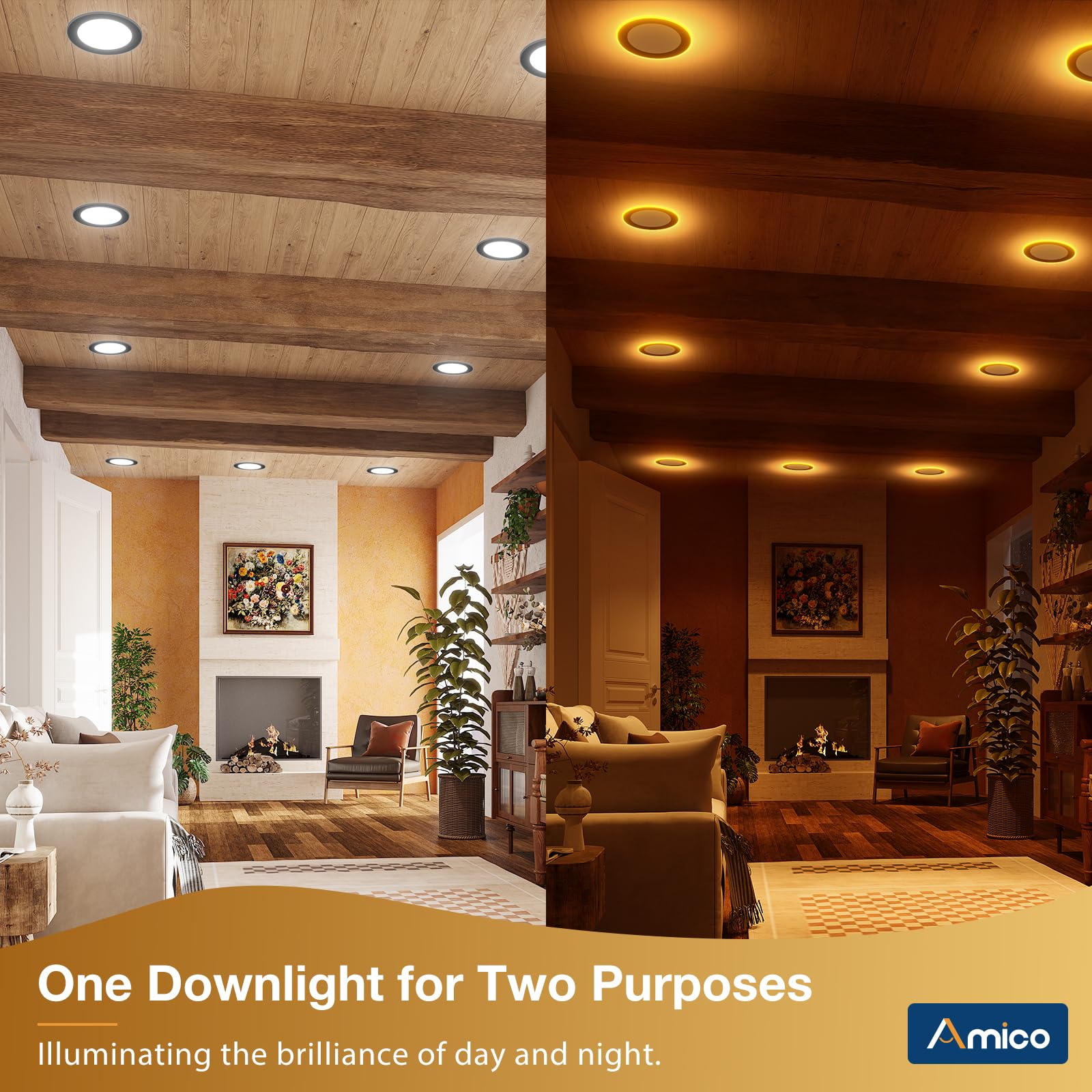 Amico 24 Pack 6 Inch Black LED Recessed Ceiling Lights, 5CCT Dimmable, 1100LM, Ultra-Thin, Model HS-SYDA512WH