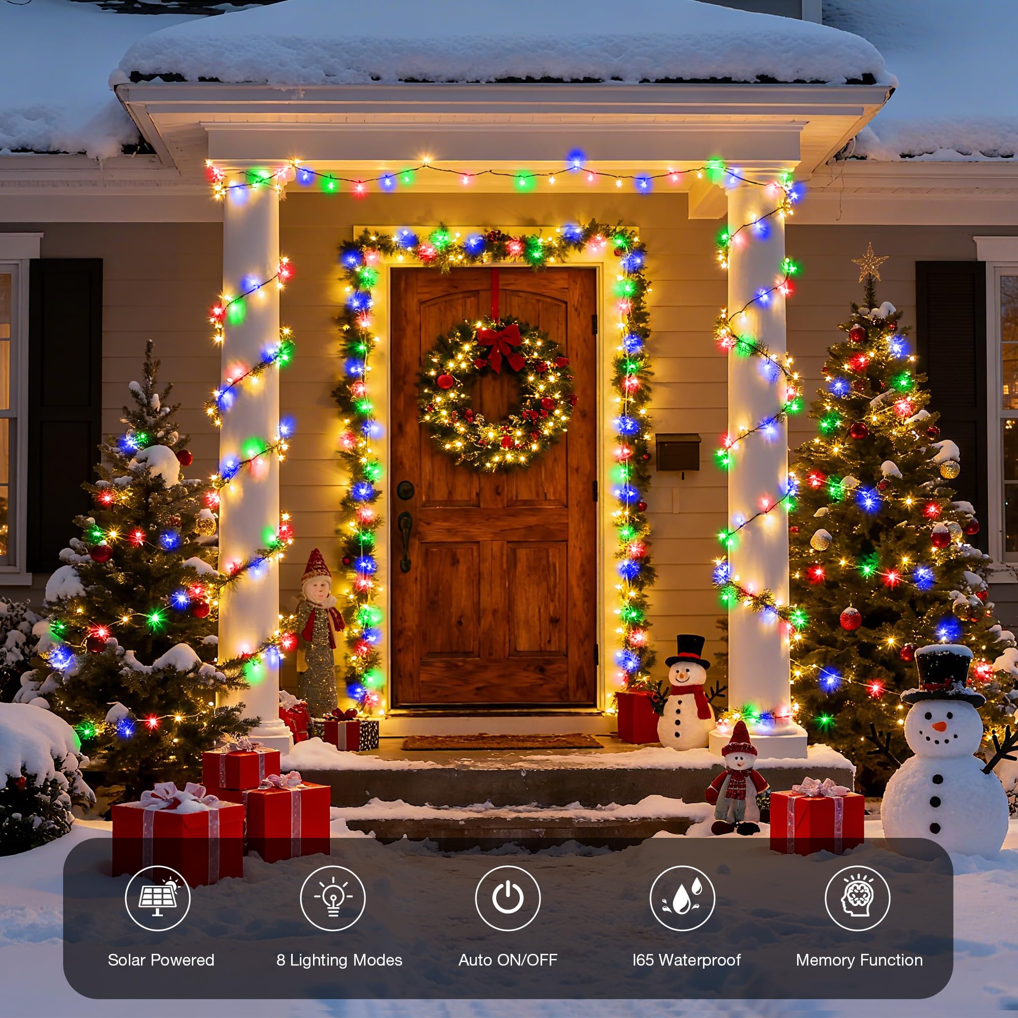 Banbanjo Solar Christmas Lights Outdoor 72Ft 200 Led Solar String Lights With 8 Modes  Waterproof Christmas String Light For Patio Garden Party Tree Proch  ding Holiday Xmas Decorations(Multicolor)