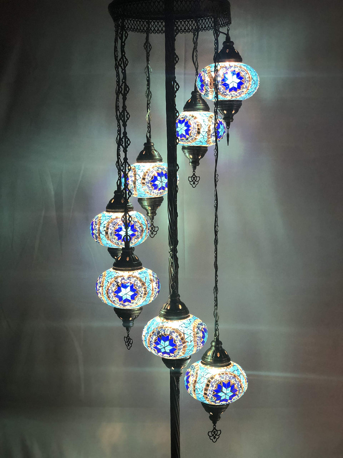 Canan Mosaic 7 Balls Turkish Mosaic Floor Lamp Handmade Glass Lighting ...