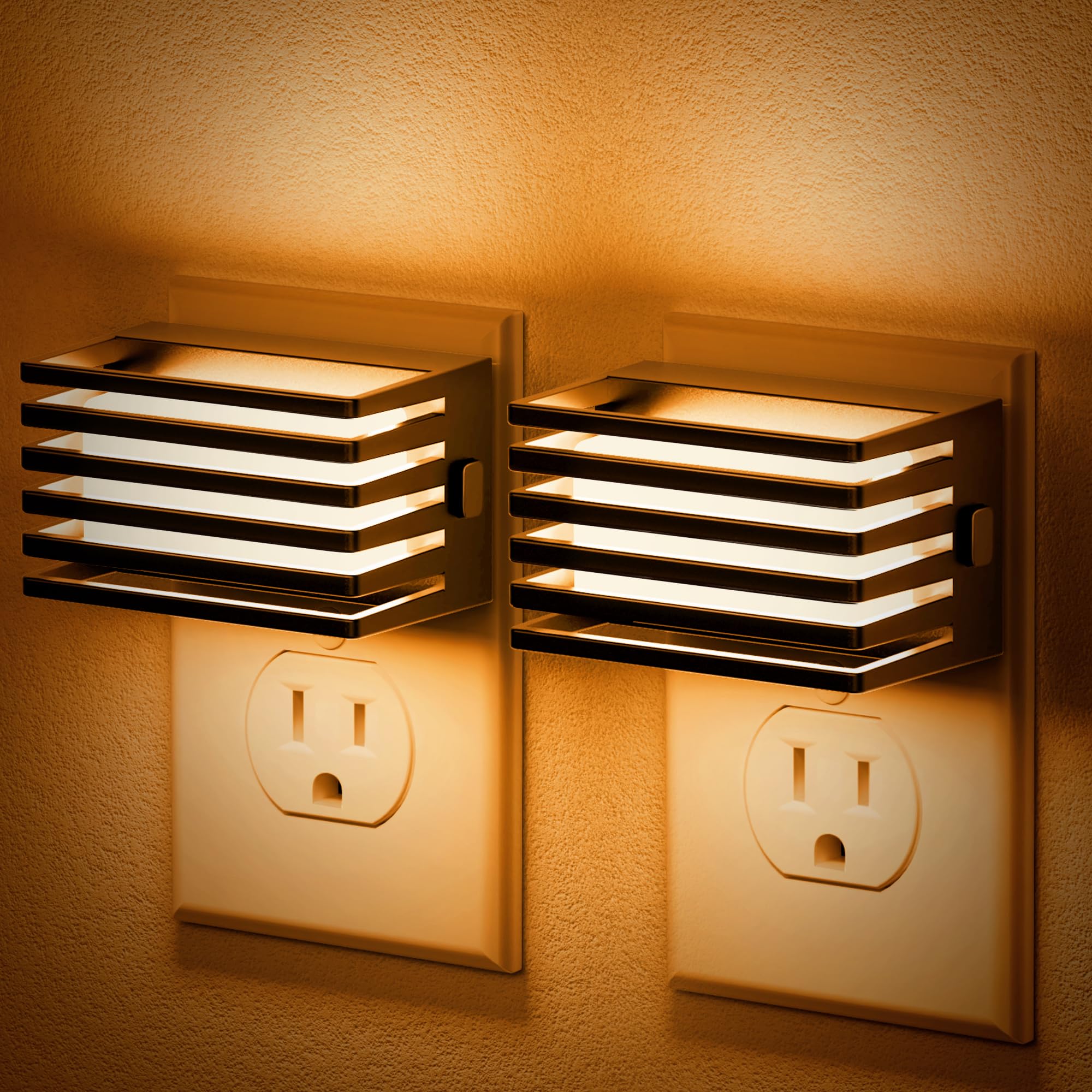 JandCase Amber Night Light, [2 Pack] Night Lights Plug into Wall with Dusk to Dawn Sensor, Dimmable Plug in Night Light, Adjusta