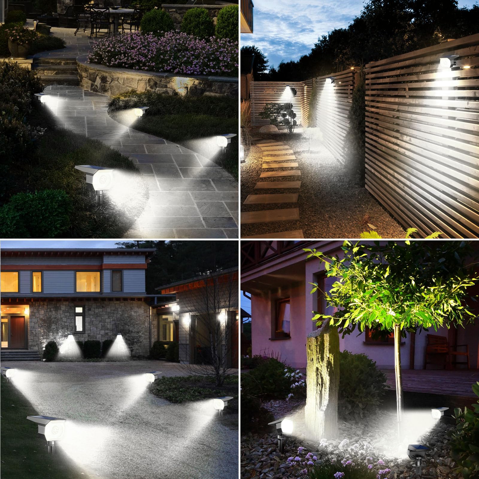 Peasur 4 Pack Solar Spot Lights - Outdoor Waterproof 2-In-1 Auto On/Off Solar Landscape Lighting For Outside Yard, Wall, Garden,