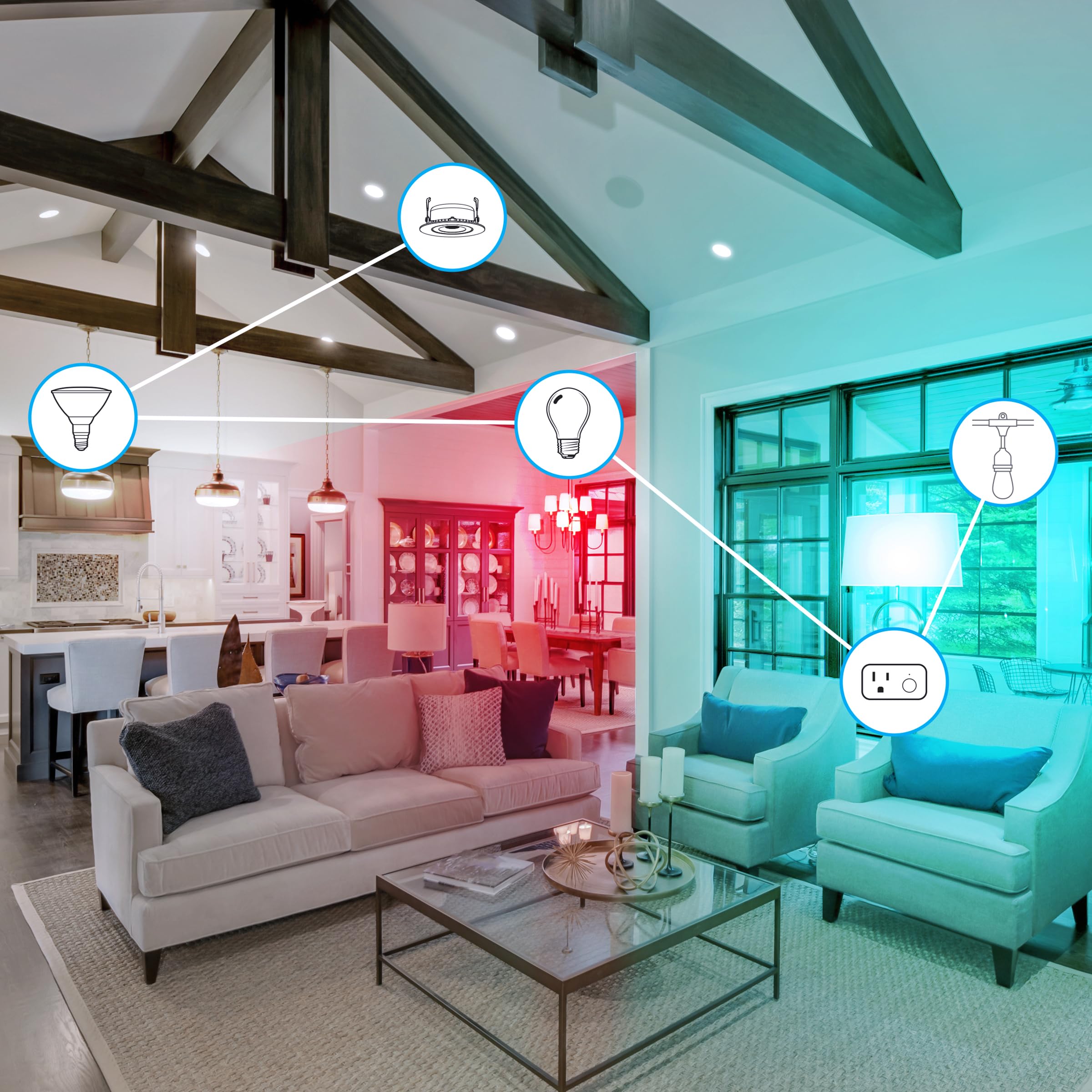 Feit Electric Om60/Rgbw/Ca/Ag Smart Wifi Color Changing And Dimmable  Alexa Or Google Assistant  No Hub Required A19 Led Light Bulb  60W