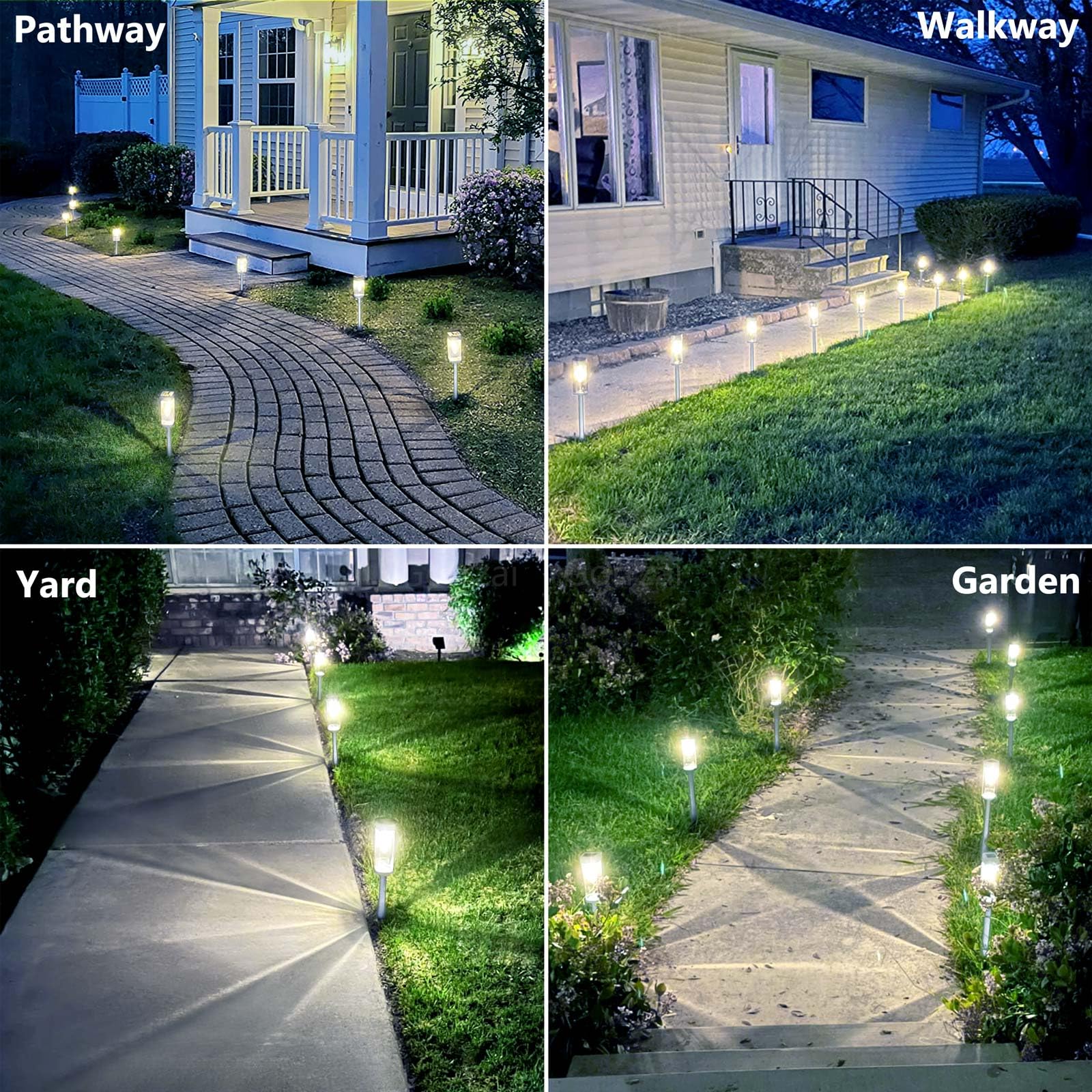 Gorrzai Solar Pathway Lights 8 Pack Solar Outdoor Lights With Led Tungsten Filament Bulb Waterproof Stainless Steel Garden Light