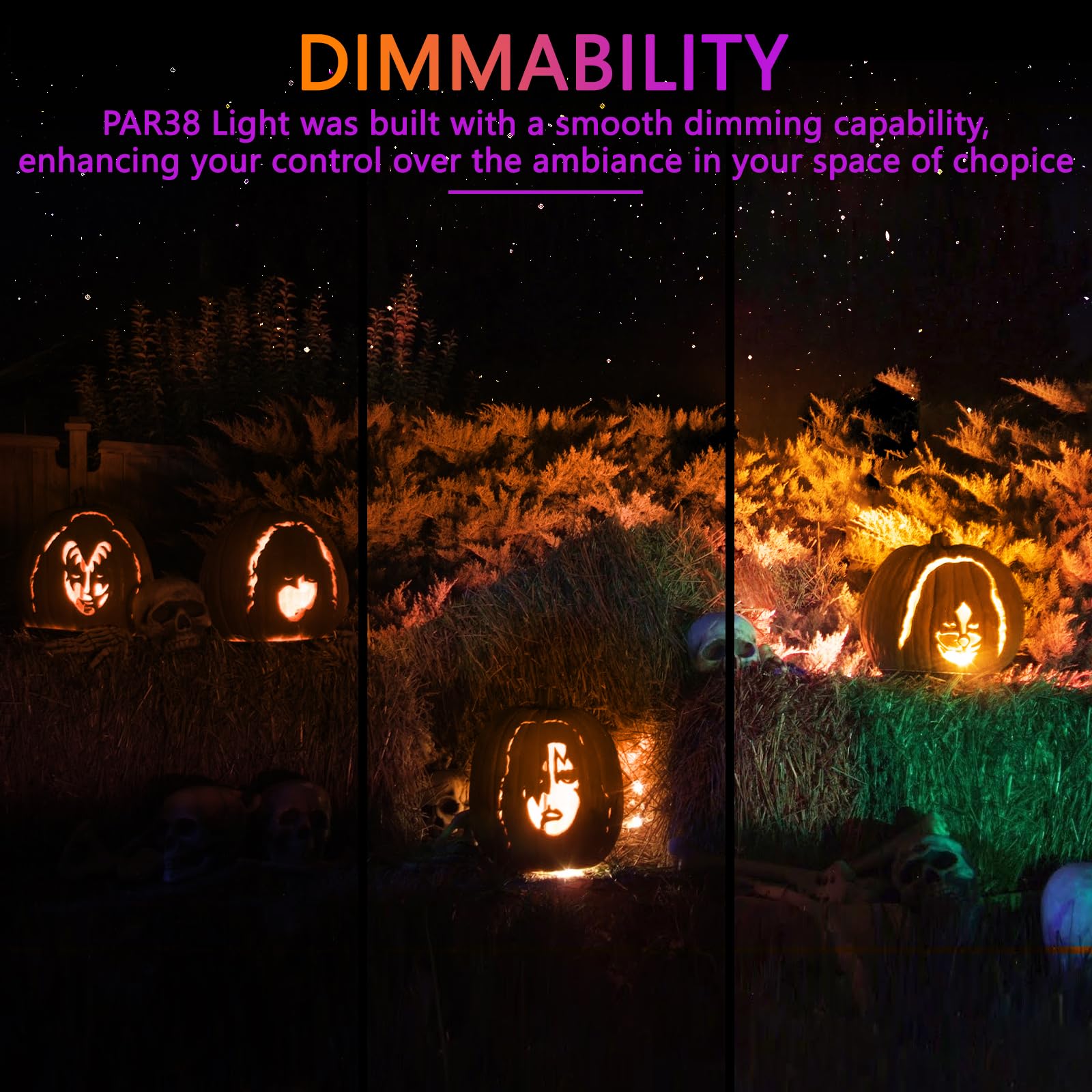 Gonhom 2 Pack Par38 Purple Flood Lights, Dimmable 20W Outdoor Halloween & Party Decor