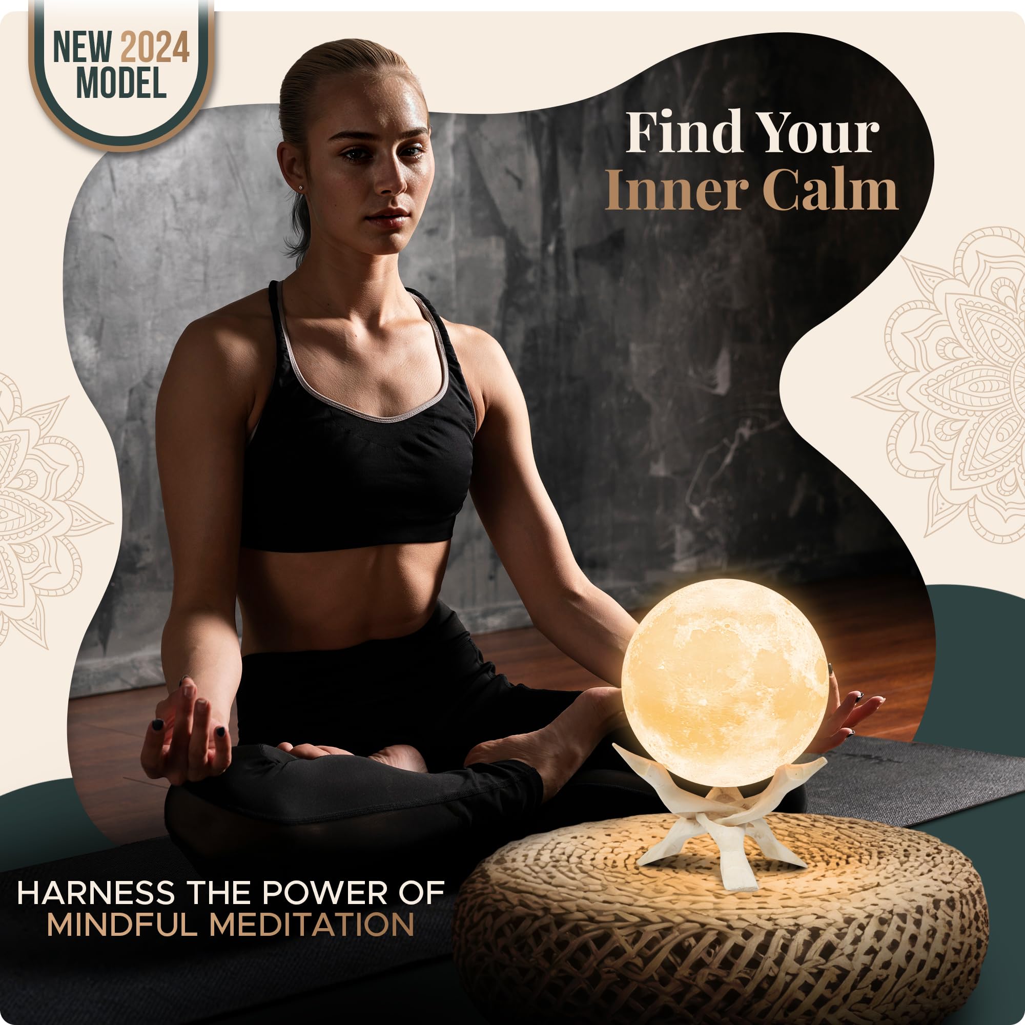 Zen Moon Lamp - Visual Meditation Light For Relaxation And Mindfulness - Guided Breathing Night Light - Spiritual Birthday Gifts