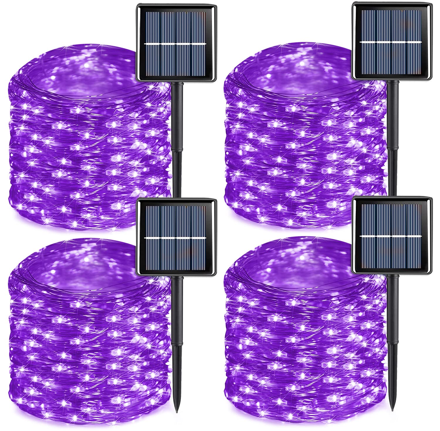 Qitong 66Ft Purple Solar Fairy Lights, 200 Led, Waterproof, 8 Modes For Garden & Patio Decor