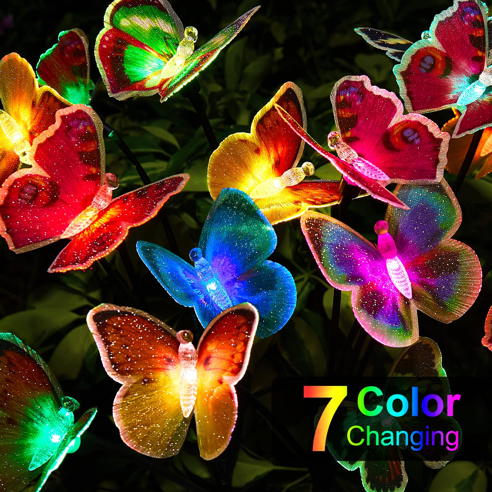 Ahaorigin Solar Garden Lights - 3 Pack Colorful Butterfly, Waterproof, 7 Color Changing Outdoor Decor