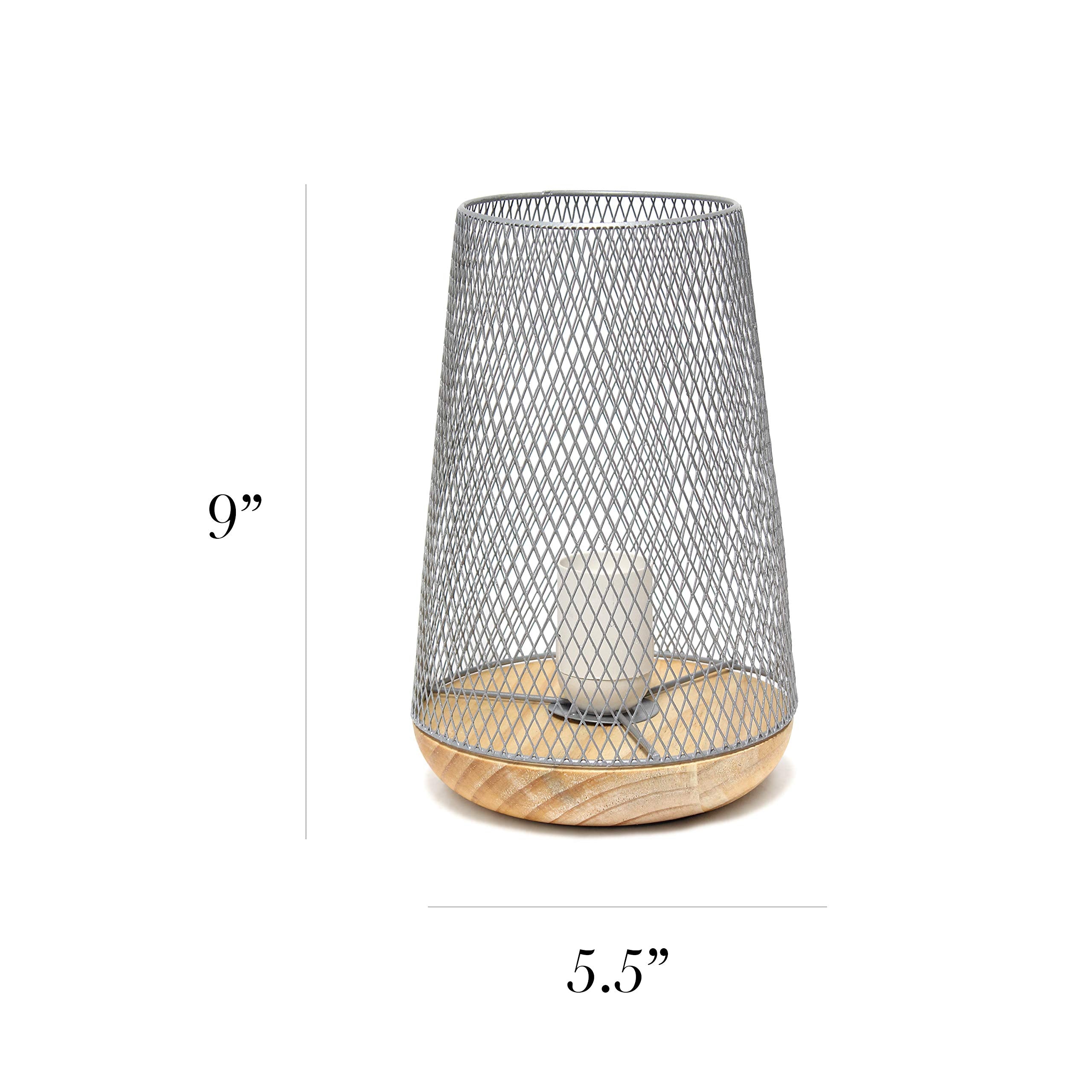 Simple Designs Lt1074-Gry Wired Mesh Uplight Table Lamp, Gray