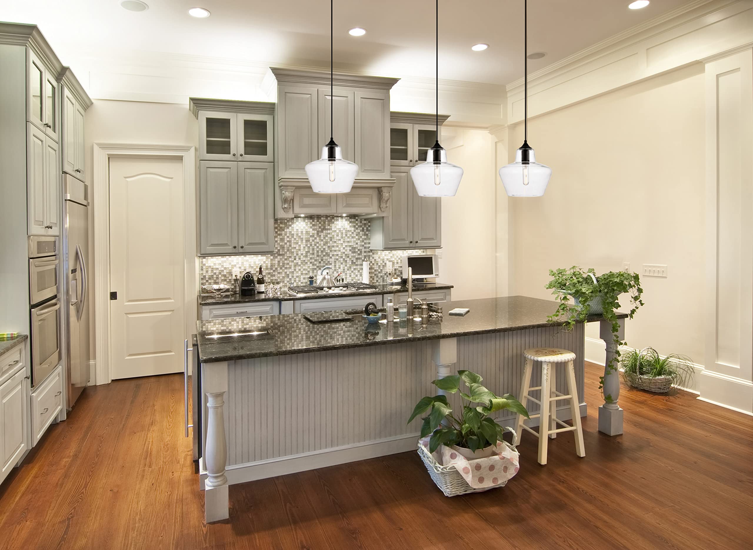 Elegant Lighting Living District Placido Collection Pendant D9.8 H9.3 Lt:1 Black and Clear Finish