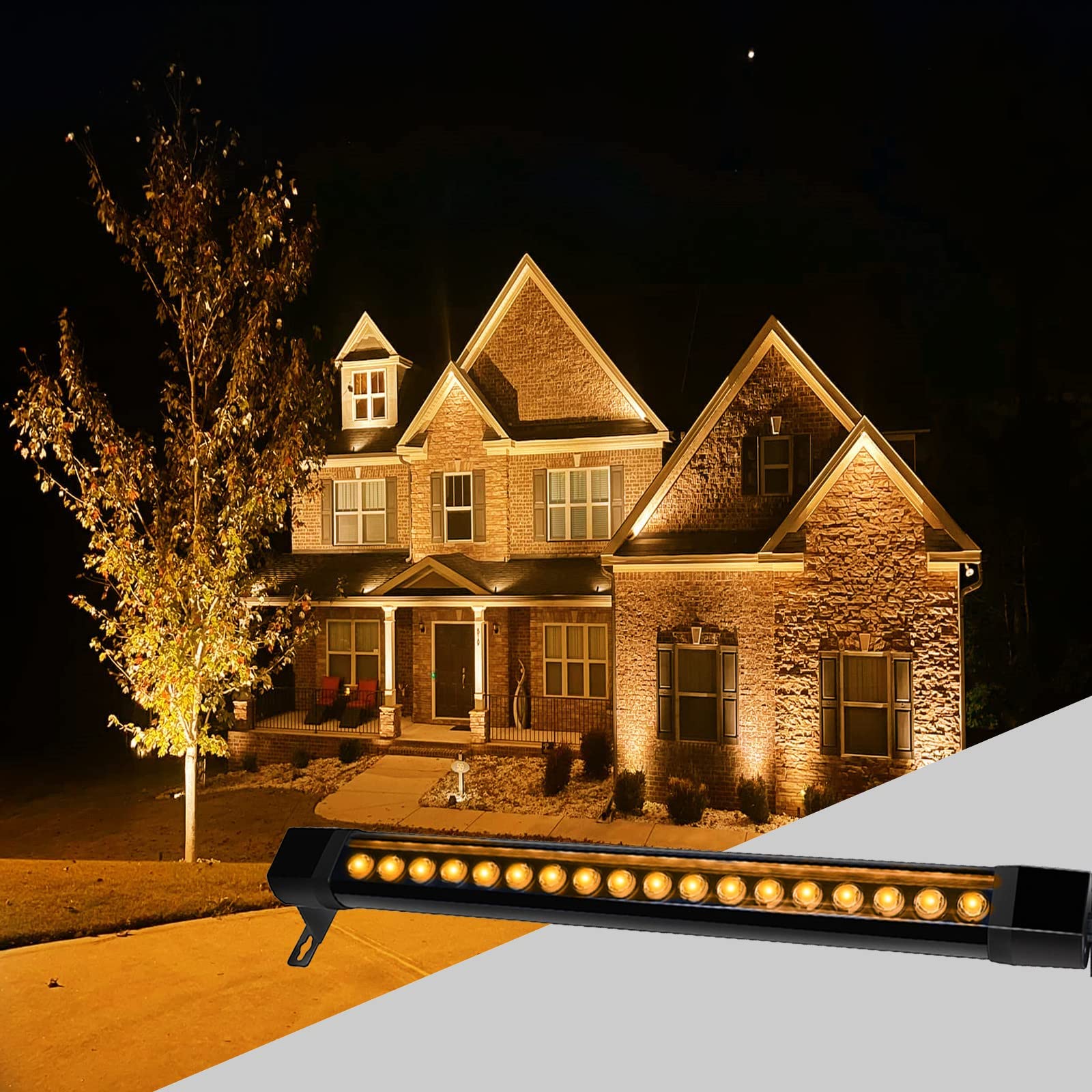 nanzgecc 36W Outdoor Wall Washer Light Bar, 2FT Waterproof 2700K Warm White, Aluminum Housing, 120V, 2 Pack