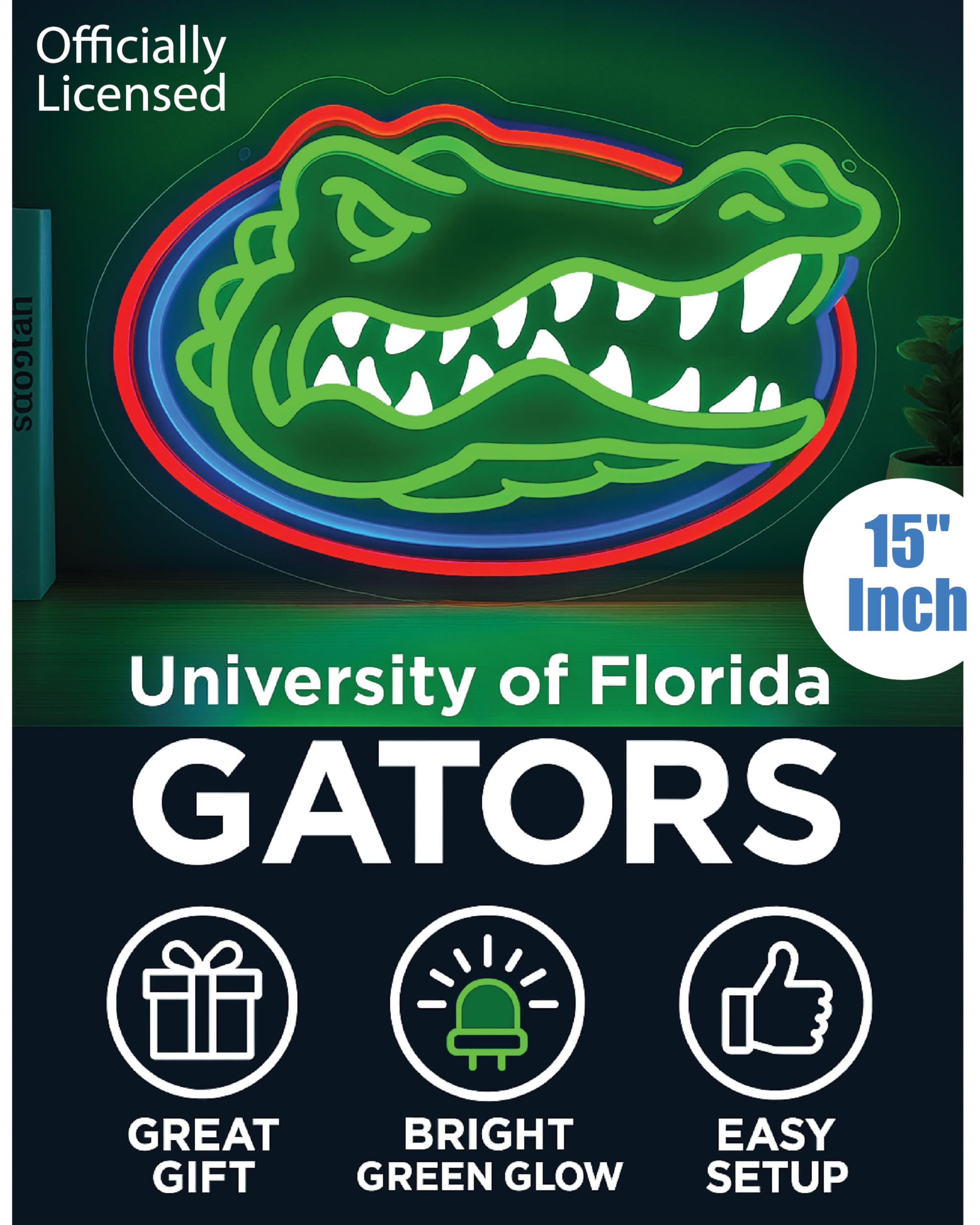 Officially Licensed University Of Florida Neon Sign 15 - Perfect Uf Gift For Men And Women Fans And College Students For Office  Man Cave  Dorm  Wall Decor (Florida Gators)