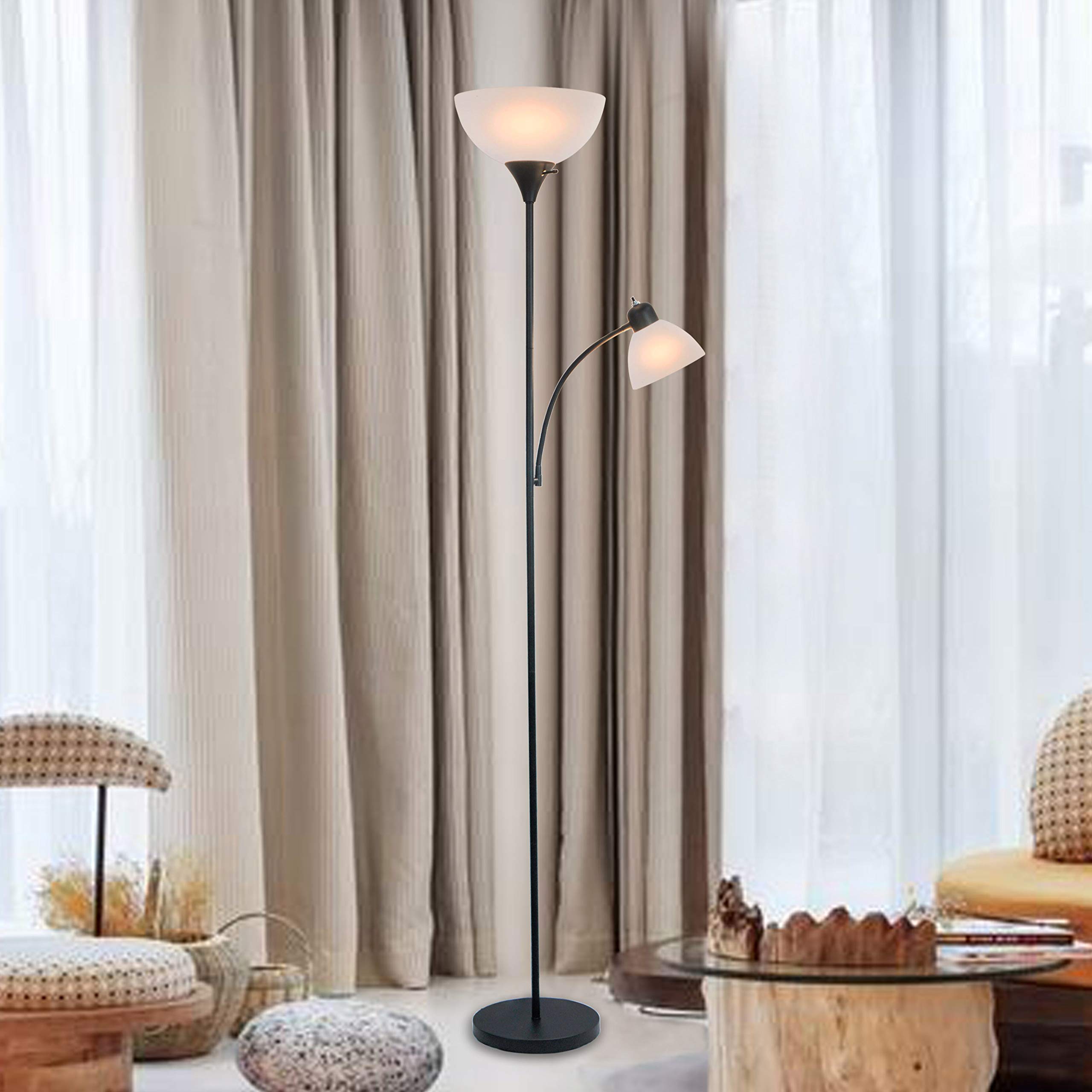 Lightaccents Adjustable Floor Lamp, 72 Modern Reading Light, Black Metal, Model 6280-21 For Living Room, Bedroom, Office