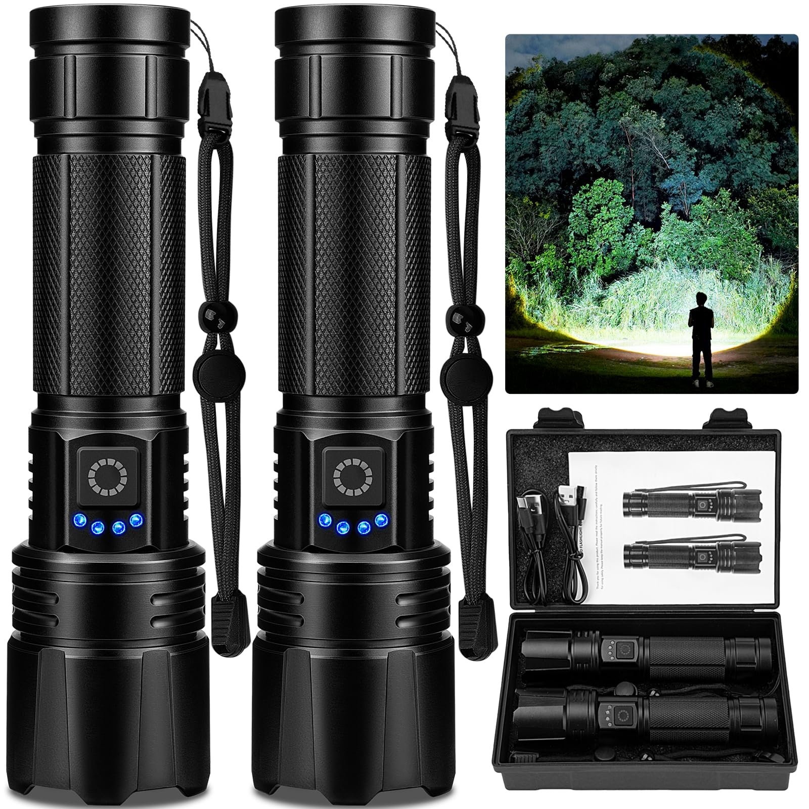 Bitlyle Rechargeable LED Flashlights High Lumen,99,000 Lumens Super Bright Flashlight,Powerful Flash Light with 5 Modes Waterpro