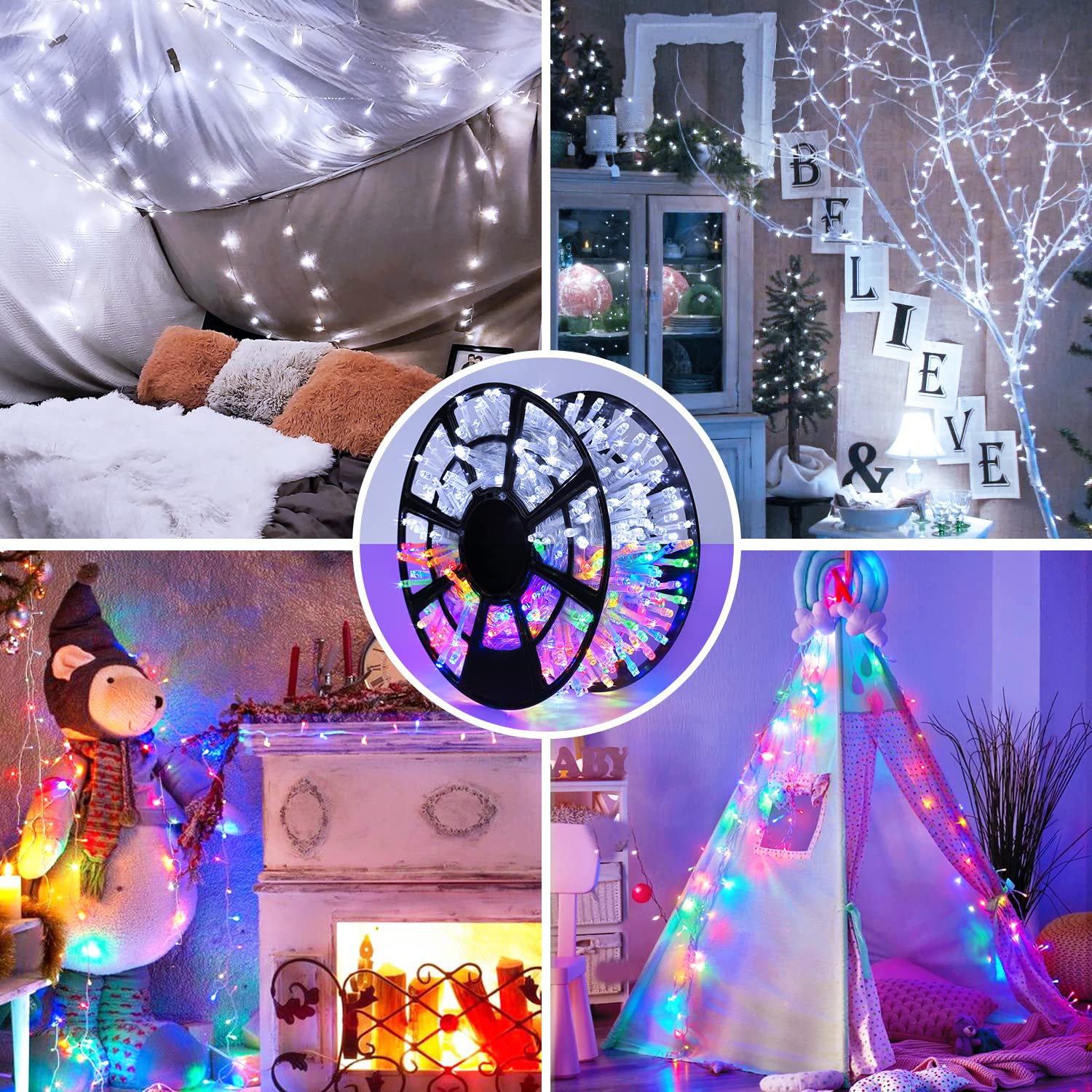 Jmexsuss 500 Led Color Changing String Lights, 163Ft White & Multicolor Christmas String Lights With Remote, Outdoor Christmas L
