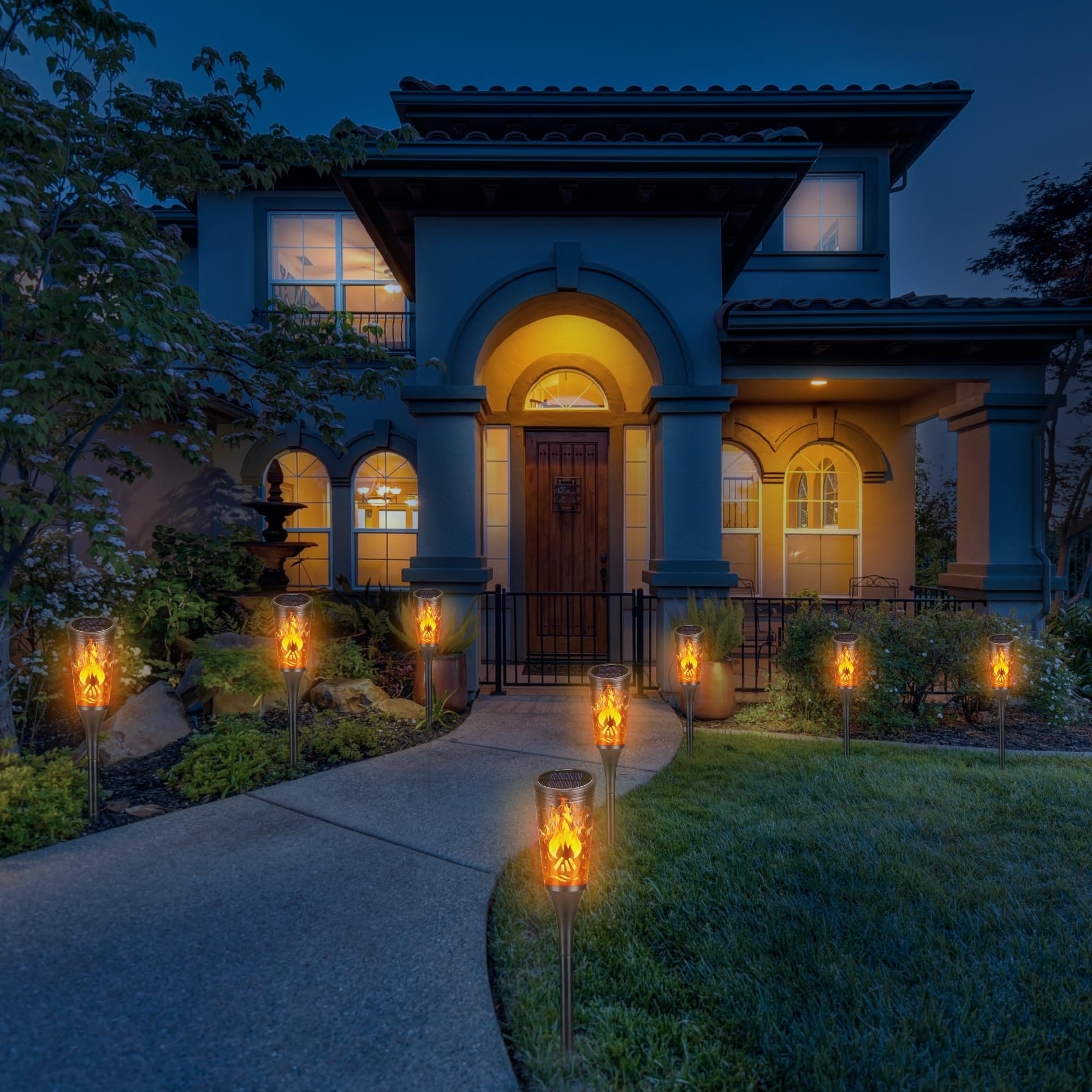 Toodour Solar Lights Outdoor, Solar Torch Lights With Flickering Flame, Ip65 Waterproof Yard Lights Landscape Decoration Lightin