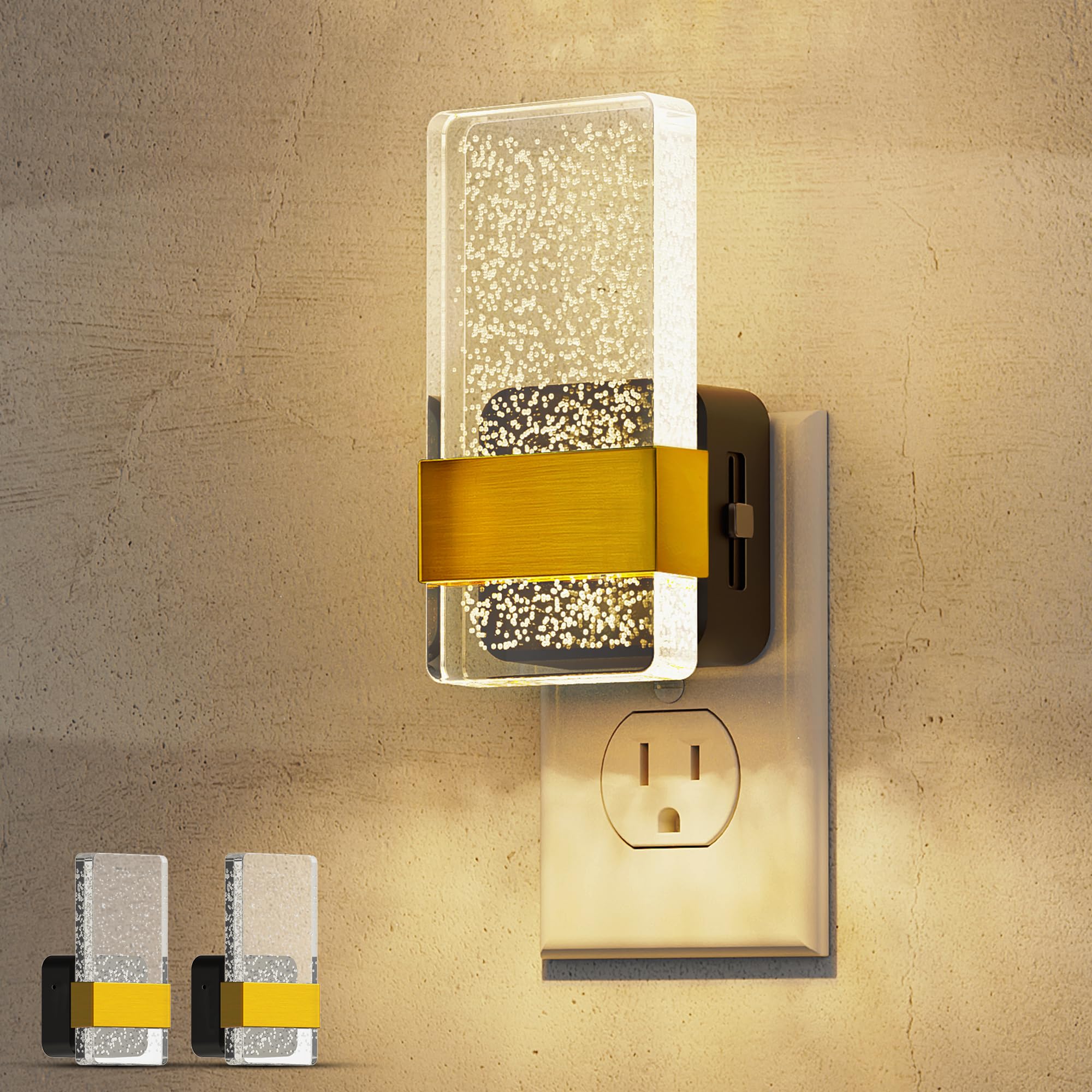 L LOHAS LED Night Lights Plug Into Wall [2 Pack], Decorative Night Light with Dusk-to-Dawn Sensor, 0-100LM Dimmable Nightlights,