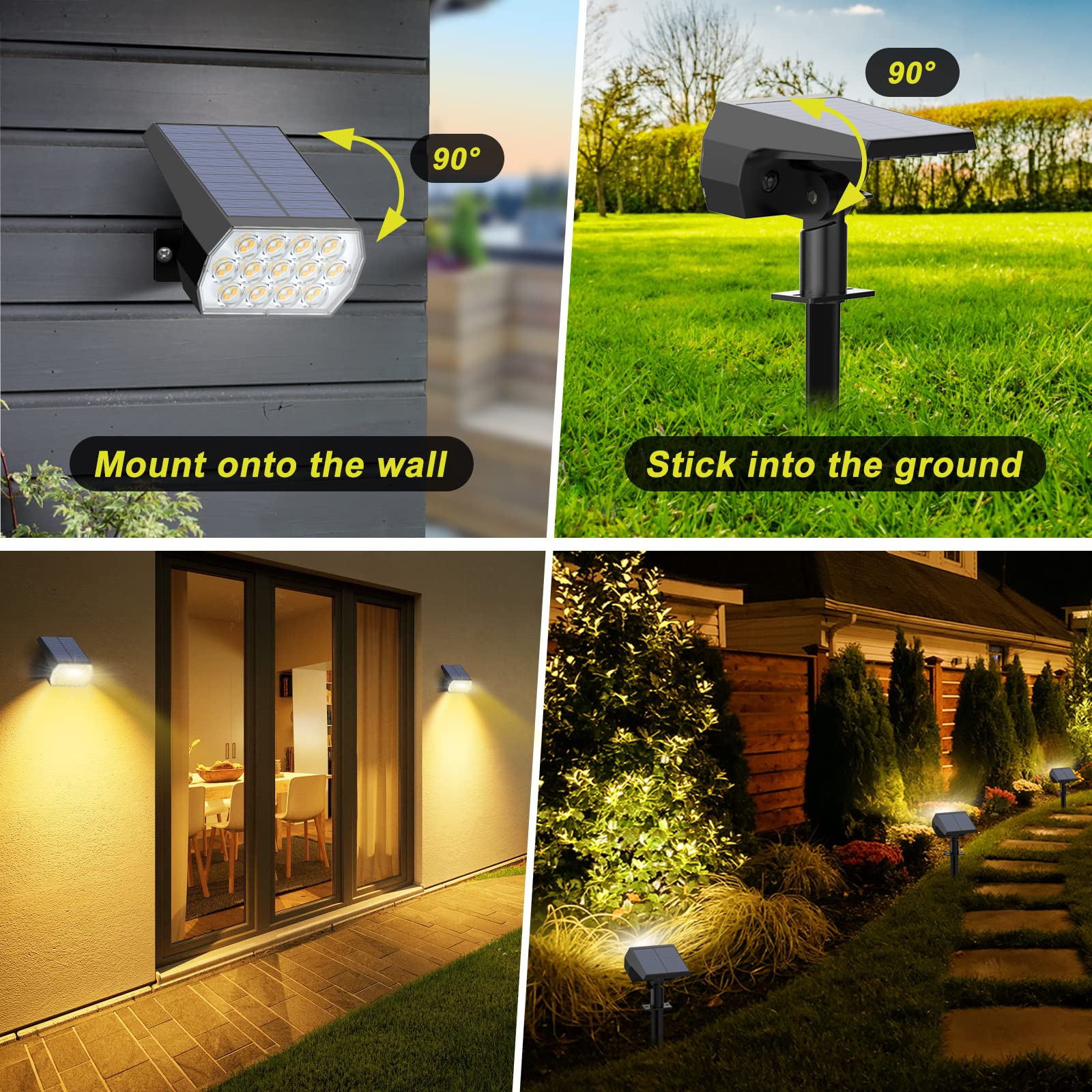 Fratink Solar Spot Lights Outdoor, [8 Pack/65 Led] 2-In-1 Solar Landscape Spotlights, 3 Lighting Modes Solar Garden Lights, Ip65