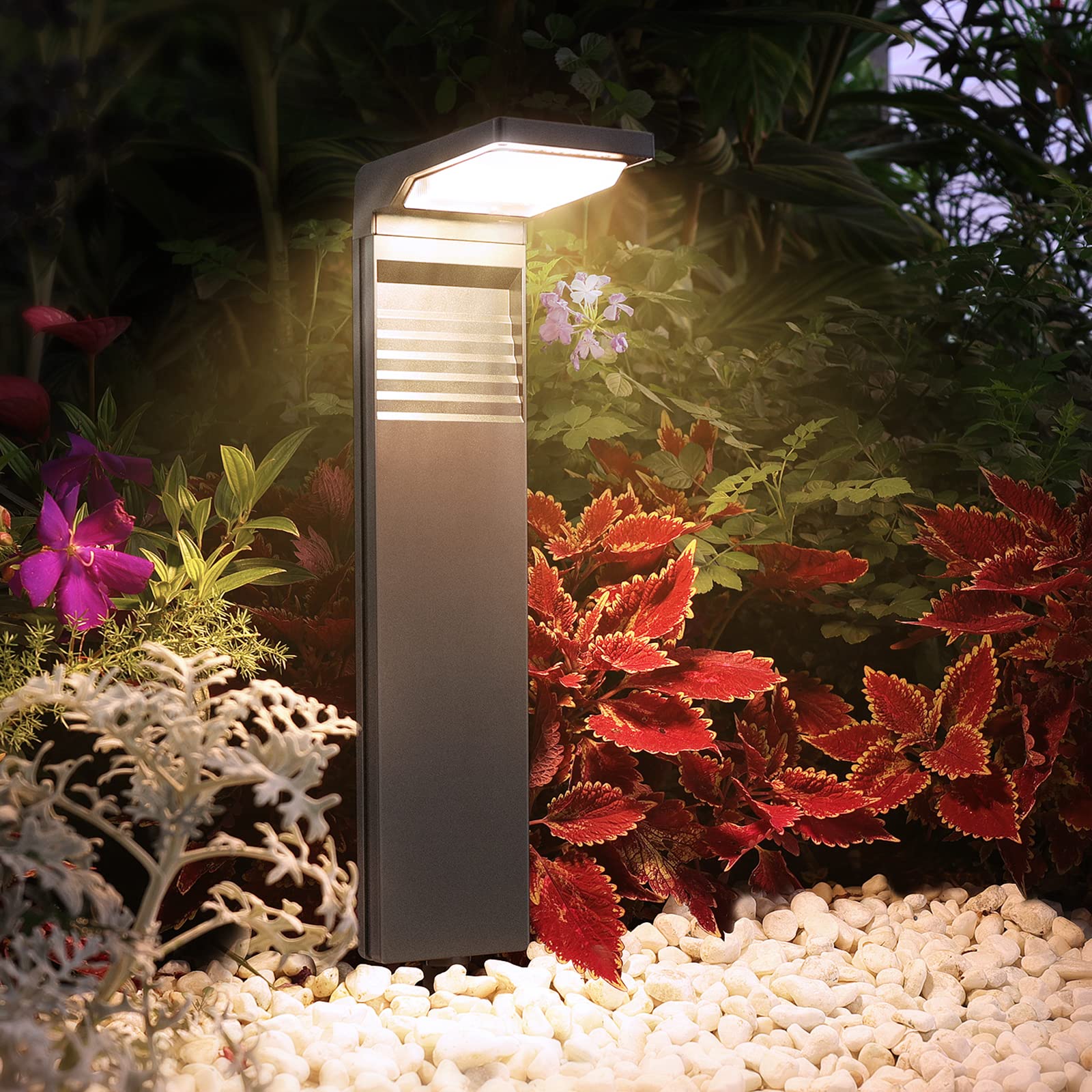 JOFIOS Solar Pathway Lights 4 Pack with Warm White and Cool White Mode, Modern Solar Path Lights Outdoor Waterproof, Perfect Sol