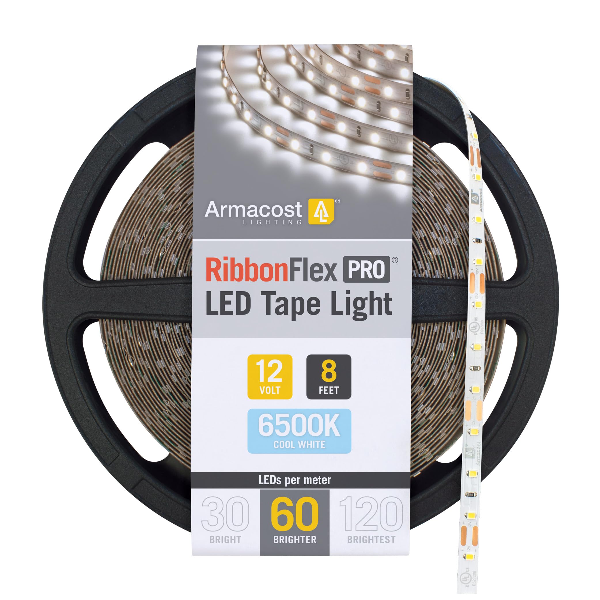 Armacost Lighting RibbonFlex Pro LED Tape Light, Daylight (6500K), 60LEDs/M, 8.2' (2.5M) 12V, 182211