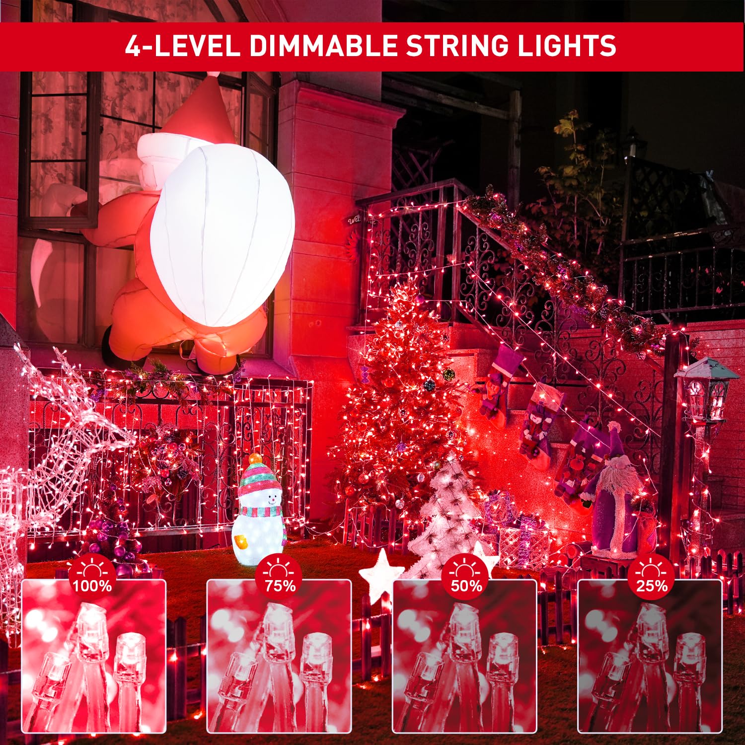 JMEXSUSS 600 LED String Lights, Red Copper Wire, 8 Modes, Waterproof, Model EXS-S-0600, for Valentines Day Decorations