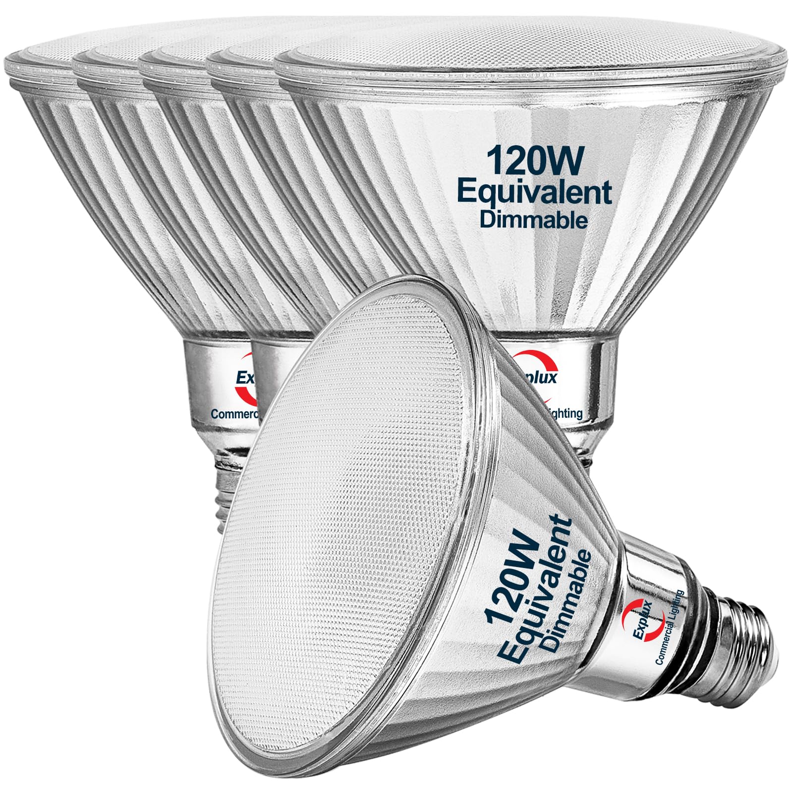 Explux Commercial-Grade Led Par38, 120W Equivalent, 1400 Lumens, 40000 Hours, Classic Full Glass Flood Light Bulbs, Dimmable, Wa