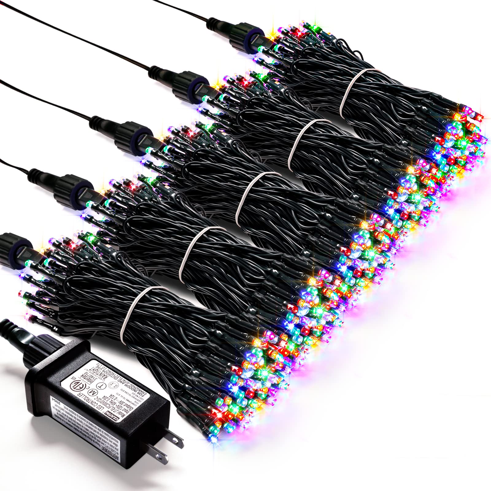Jmexsuss 500 Led Christmas Lights Outdoor Waterproof, Multicolor Christmas Tree Lights Plug In, 8 Modes Twinkle Fairy String Lig