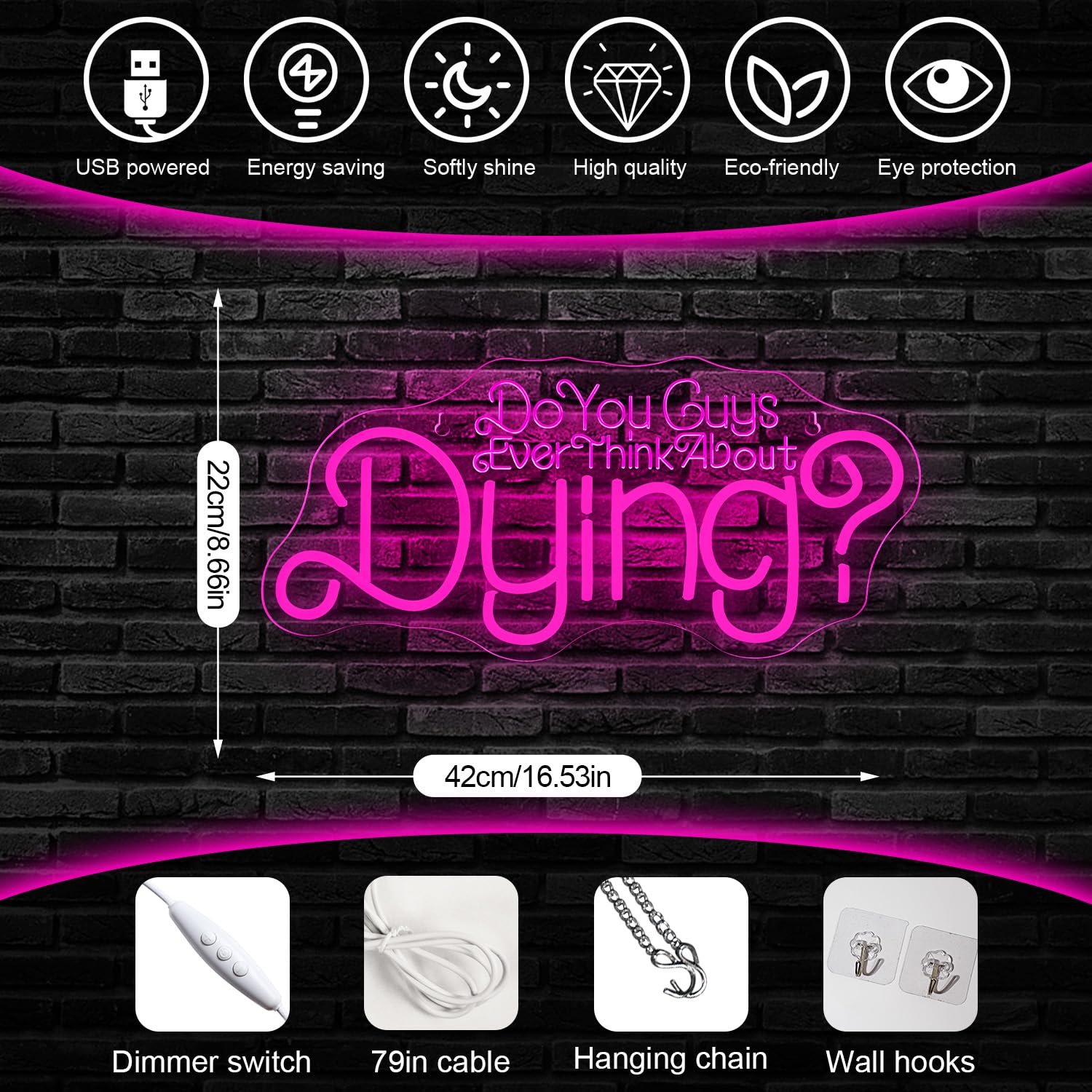 Do You Guys Ever Think About Dying Neon Sign Dimmable Neon Signs For Wall Decor Pink Do You Guys Ever Think About Dying Neon Light Usb Led Sign For Bedroom Living Room Party Christmas Birthday Gift