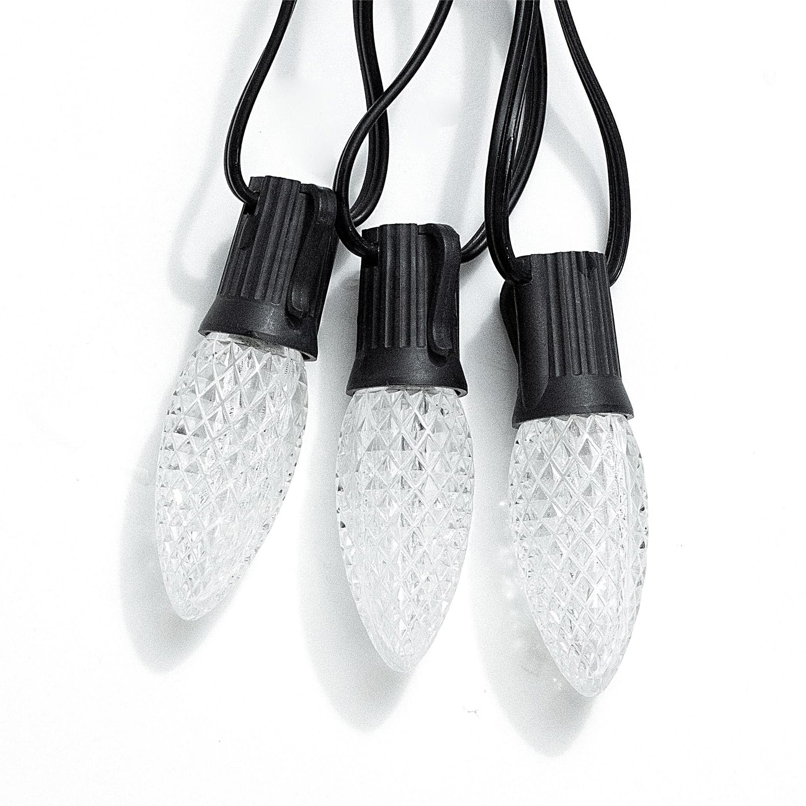 Meconard C9 Led Replacement Christmas Light Bulbs, C9 Shatterproof Led Bulbs For Christmas Indoor Outdoor String Lights, E17 Intermediate Base, Commercial Grade Holiday Bulbs, Cool White, 25Pack