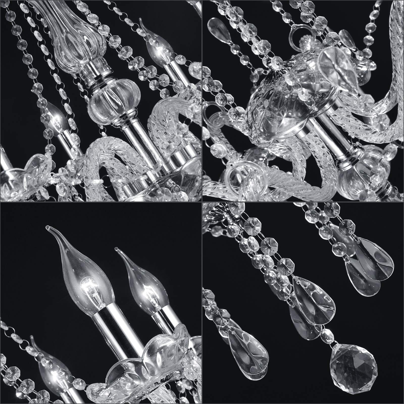 Panghuhu88 Crystal Candle Chandeliers Lighting Modern 8 Lights Pendant Ceiling Fixture Lamp For Dining Living Room Bedroom Hallw