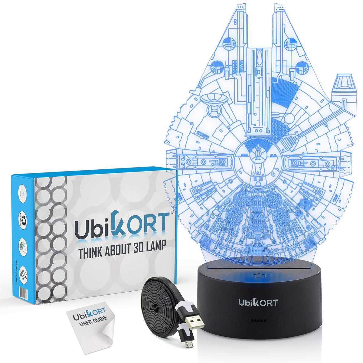 Ubikort Star Wars Millennium Falcon 3D Lamp - Star Wars Gifts For Men Or Kids Birthday Decor Fans [Upgrade Version]