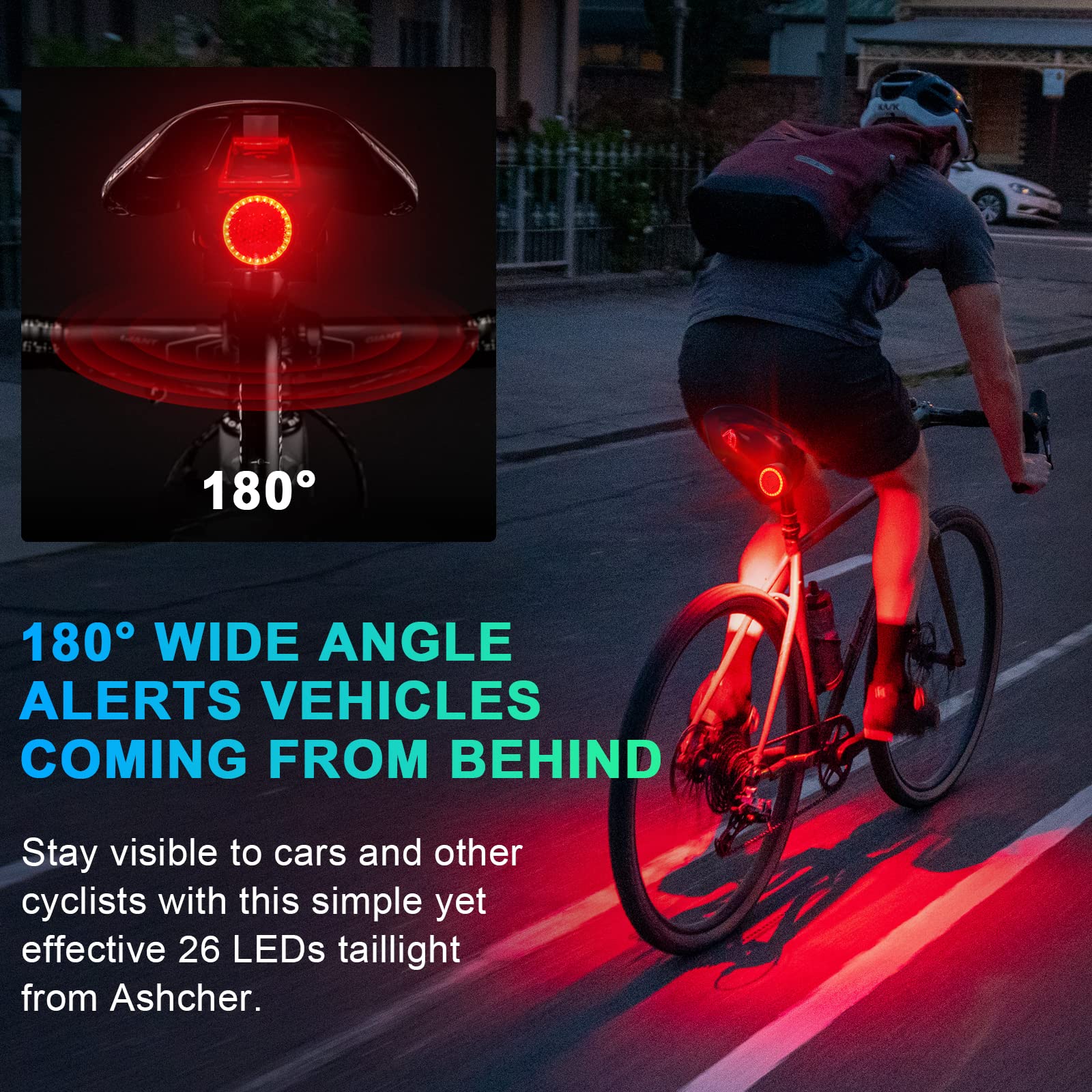 Ascher 2 Pack Usb Rechargeable Bike Taillights, Led Rear Bicycle Light, Cycling Safety Red Back Light With 4 Lighting Modes For Adults Kids Men Women Road Mountain