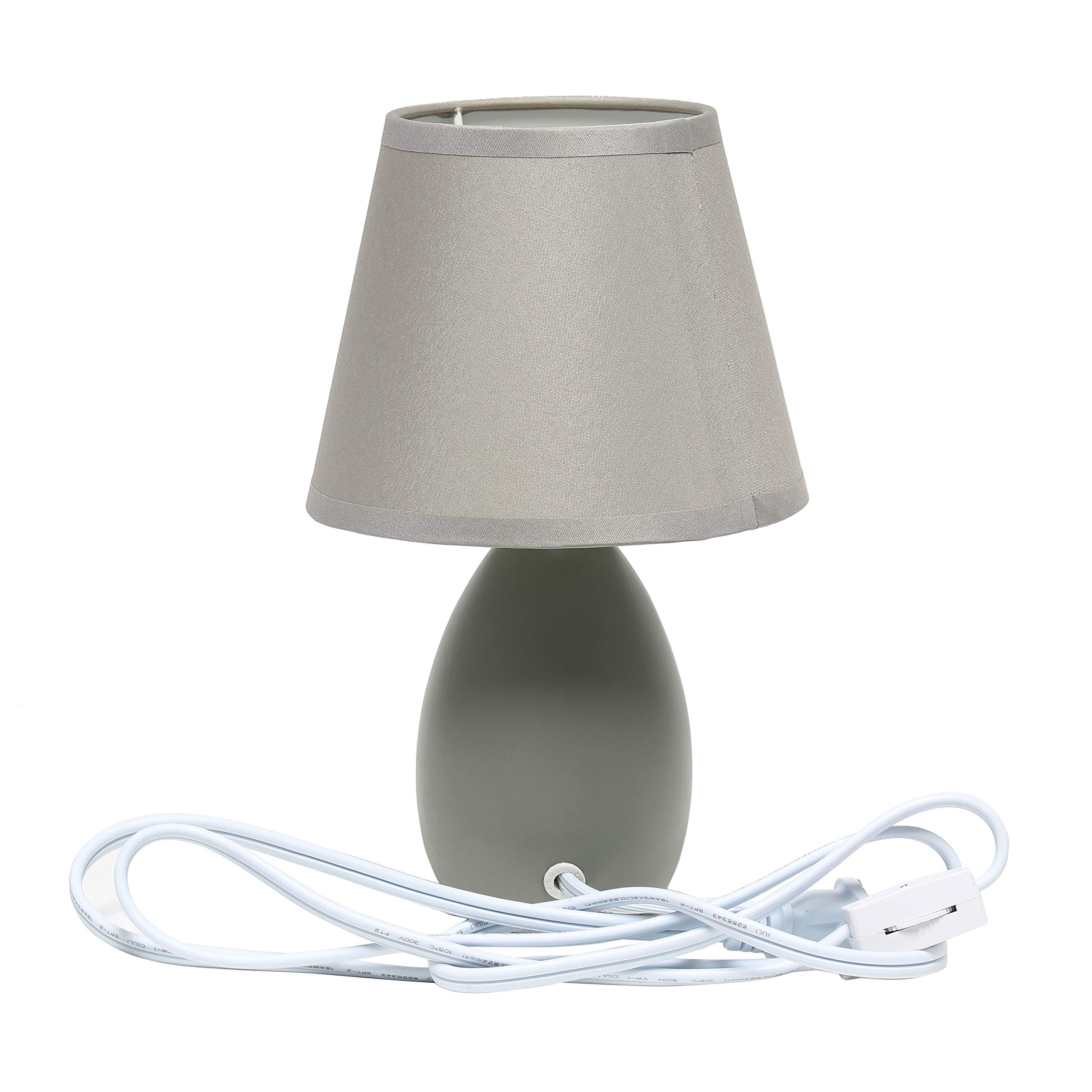 Simple Designs Mini Egg Ceramic Table Desk Lamp Set, Gray, 5.51D X 5.51W X 9.45H, Model Lt2009-Gry-2Pk, Pack