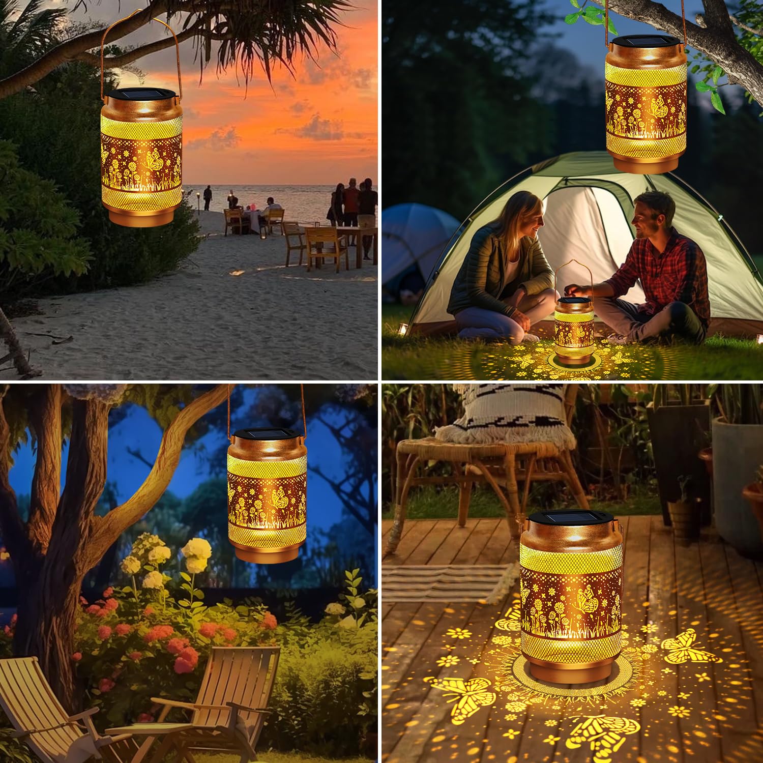 Butterfly Solar Lanterns Outdoor Waterproof Lights,Hanging Solar Lights Butterfly Gifts for Women Grandma Grandma,Hollowed-Out M