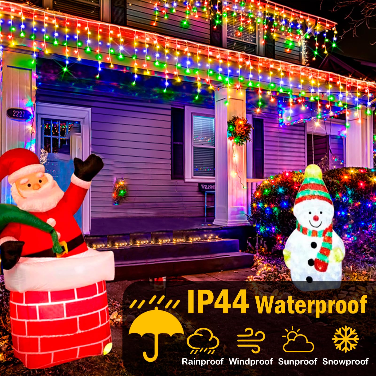 Color Changing Christmas Lights, 11 Modes 49Ft 480 Led Ice Lights For Outside With 90 Drops, Timer Memory Waterproof Warm White