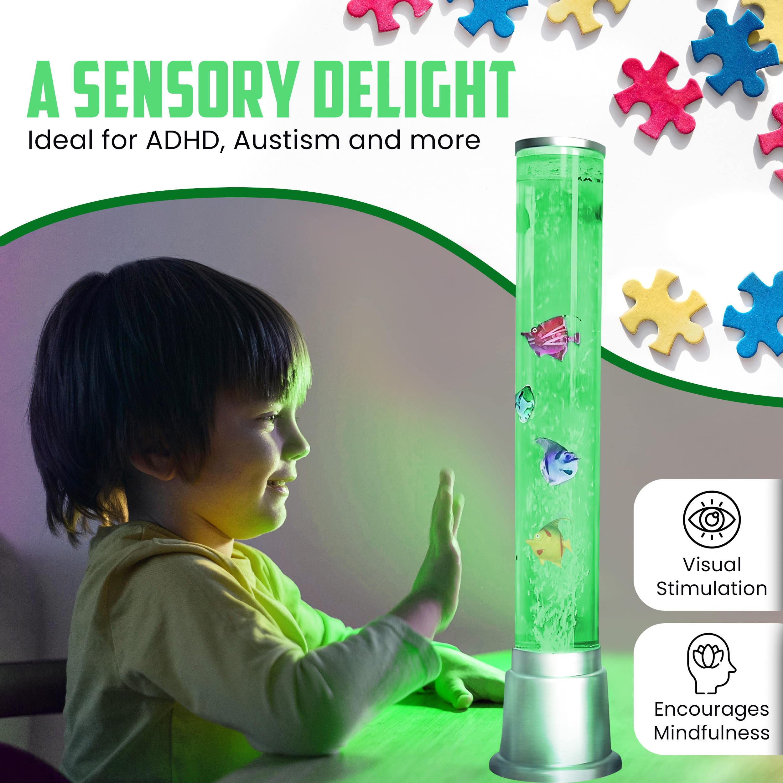 Fish Tank Lava Lamp Bubble Lights Night Light - 6 Led Color Automatic Changing Sensory Tubes Ocean Table Lamp For And Mood Lamps