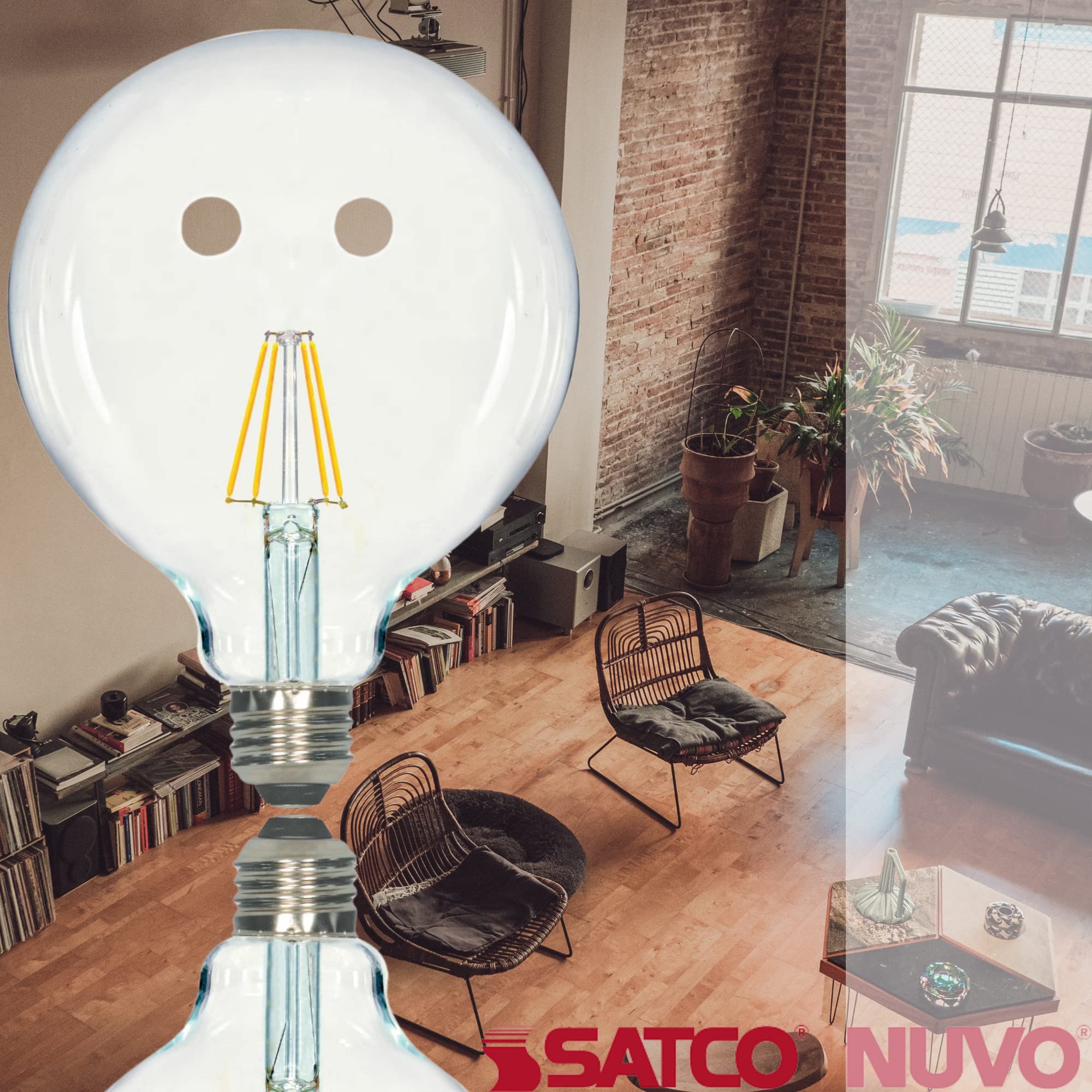 Satco S9566 Medium Bulb, 810Lm, Glass, Decorative Globe G40-Shape, 6.50 inches