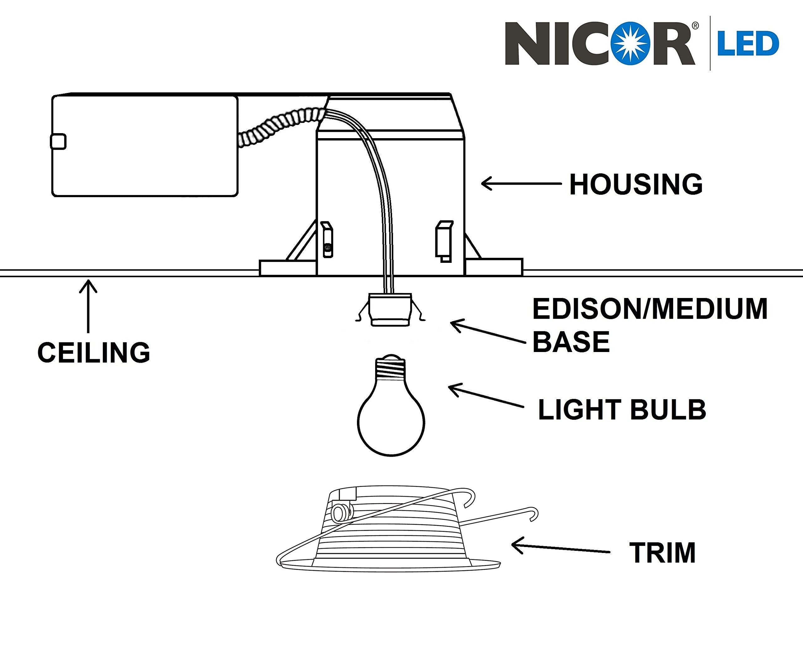 Nicor Lighting 17014Ar 6-Inch Shallow E27/E27 Air Tight Recessed Remodel Housing, Ic-Rated, Neutral, Pack Of 1, 1 Count