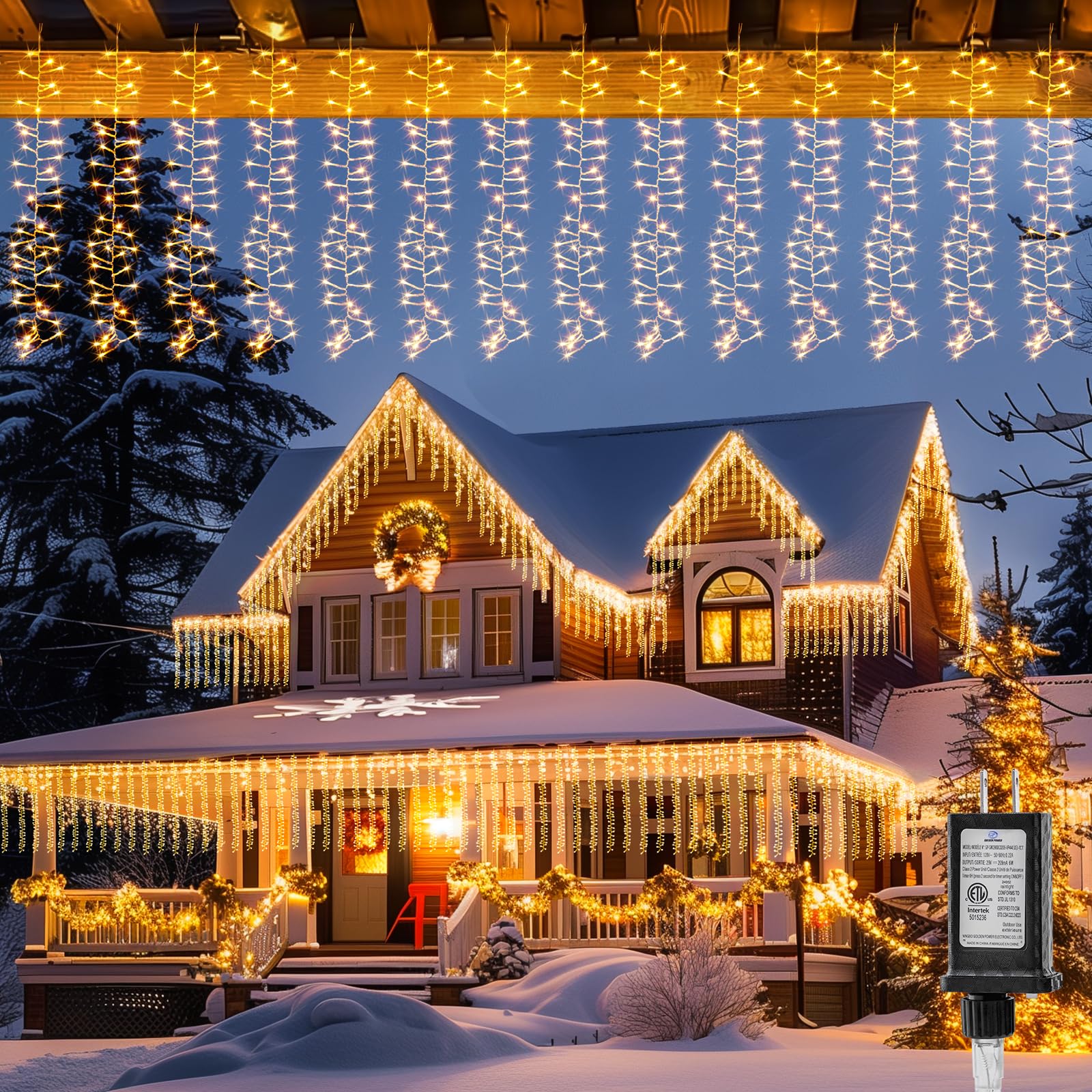 Brightown Cluster Curtain Lights Outdoor, 20FT 960 LED Curtain Fairy Lights with 12 Mode,Hanging String Lights with Timer, Water