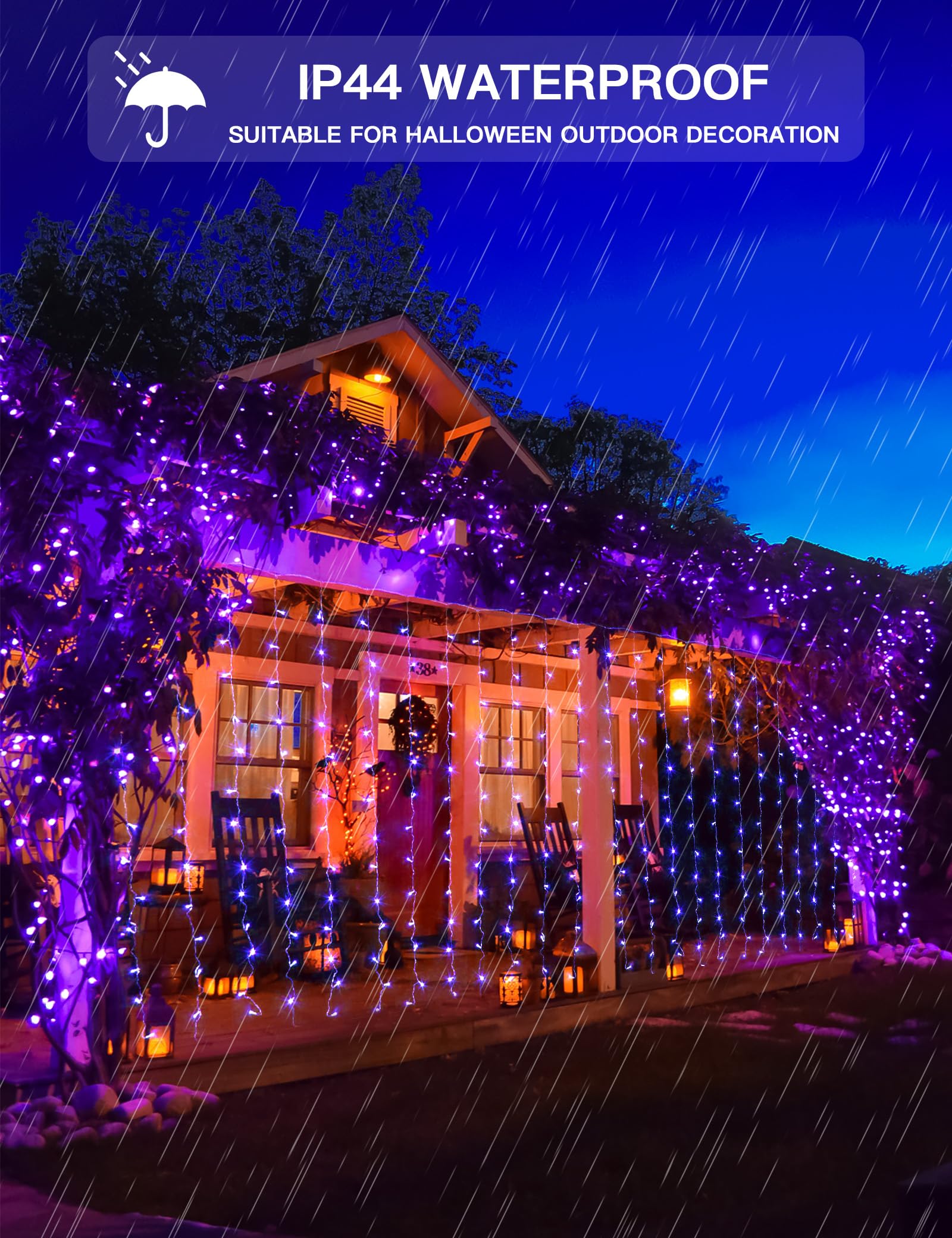 Suddus 200 Led Purple Curtain Lights With Usb Plug - Indoor Halloween & Holiday Decor, 6.5Ft X 6.