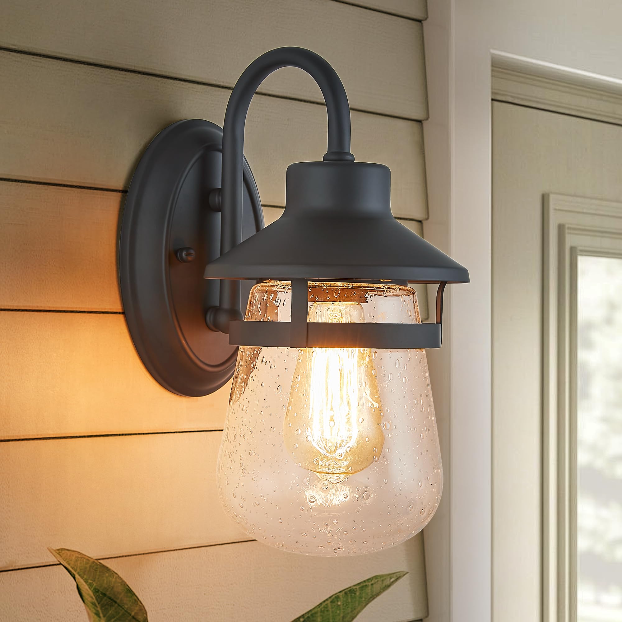 Tarentlight Outdoor Wall Sconce, Waterproof Oil-Rubbed Bronze, 12.6 Inch H, Model W2413-ORB, Clear Seeded Glass Shade